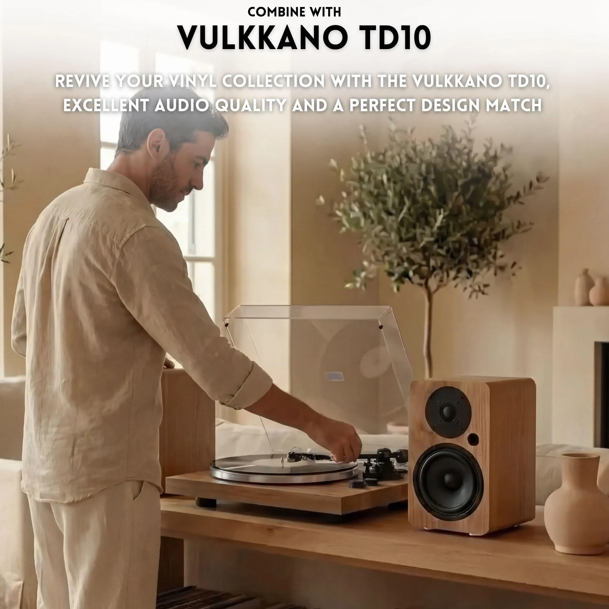 VULKKANO A4 ARC MKII 4-calowy głośnik niskotonowy z głośnikiem niskotonowym, Bluetooth 5.0, HDMI ARC, Optica, RCA, USB, z wyjściem subwoofera, monitory studyjne o eleganckim wyglądzie, kolor brązowy