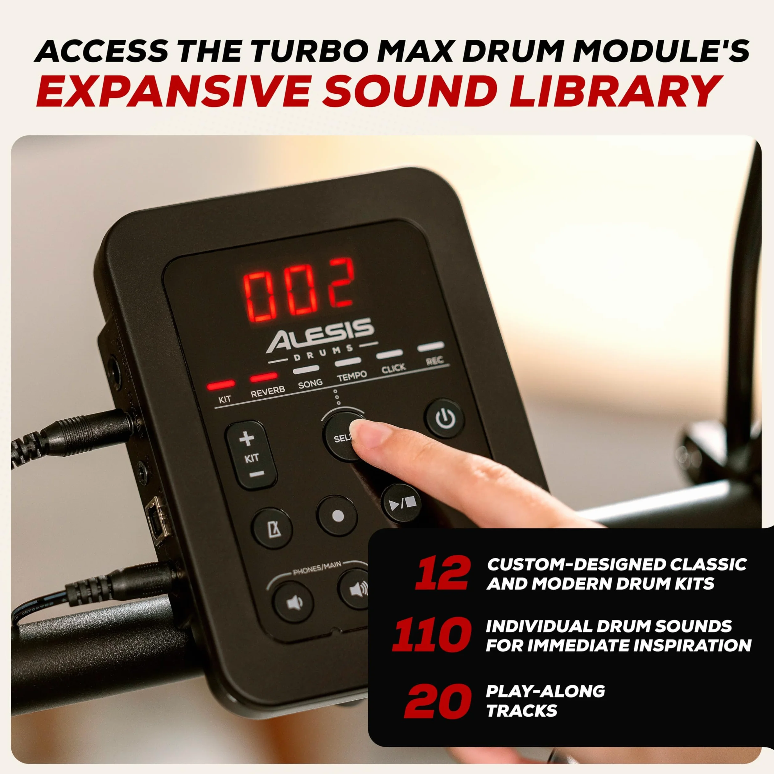 Alesis Turbo Max - Składana perkusja elektroniczna z cichymi padami siatkowymi 8”, lekcjami, Bluetooth i akcesoriami