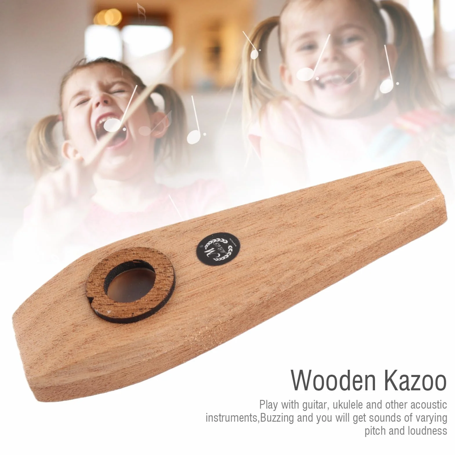 Drewniane Kazoo z 2 Fletami Membranowymi Gitara Ukulele Towarzyszyć Instrumentom Muzycznym dla Początkujących Muzyki