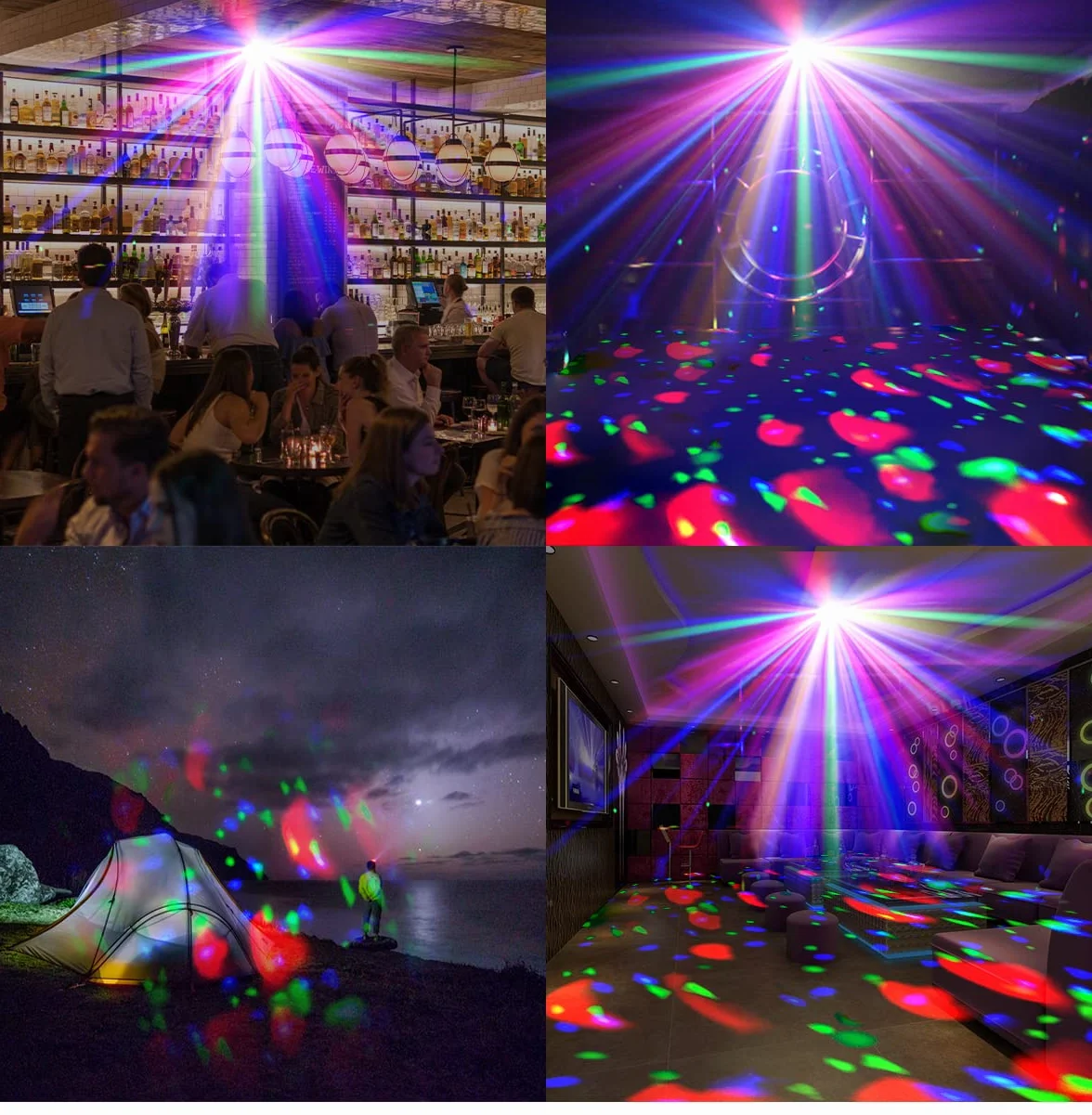 Żarówka dyskotekowa, E27, kryształowa kula, obracająca się żarówka LED RGB, oświetlenie sceniczne, oświetlenie imprezowe z pilotem zdalnego sterowania, do baru, pubu, klubu DJ, na wesele