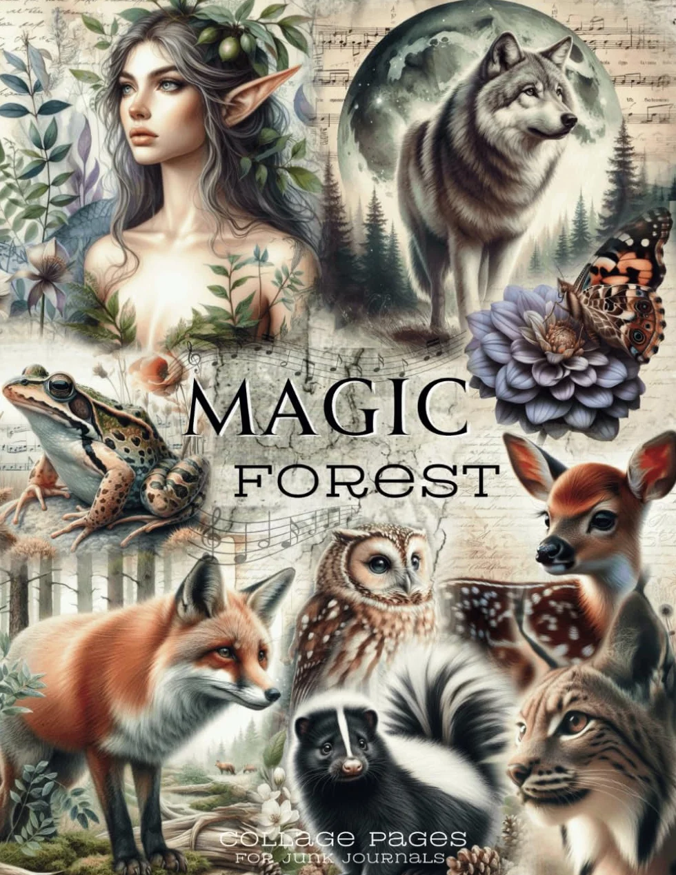 Magic Forest Collage Pages for Junk Journals: A Beutifull Ephemera Collection of 150+ Vintage Images of Woodland Animals, Fairies , Fantasy Creatures, ... for Scrapbook, Cardmaking and Paper Crafts