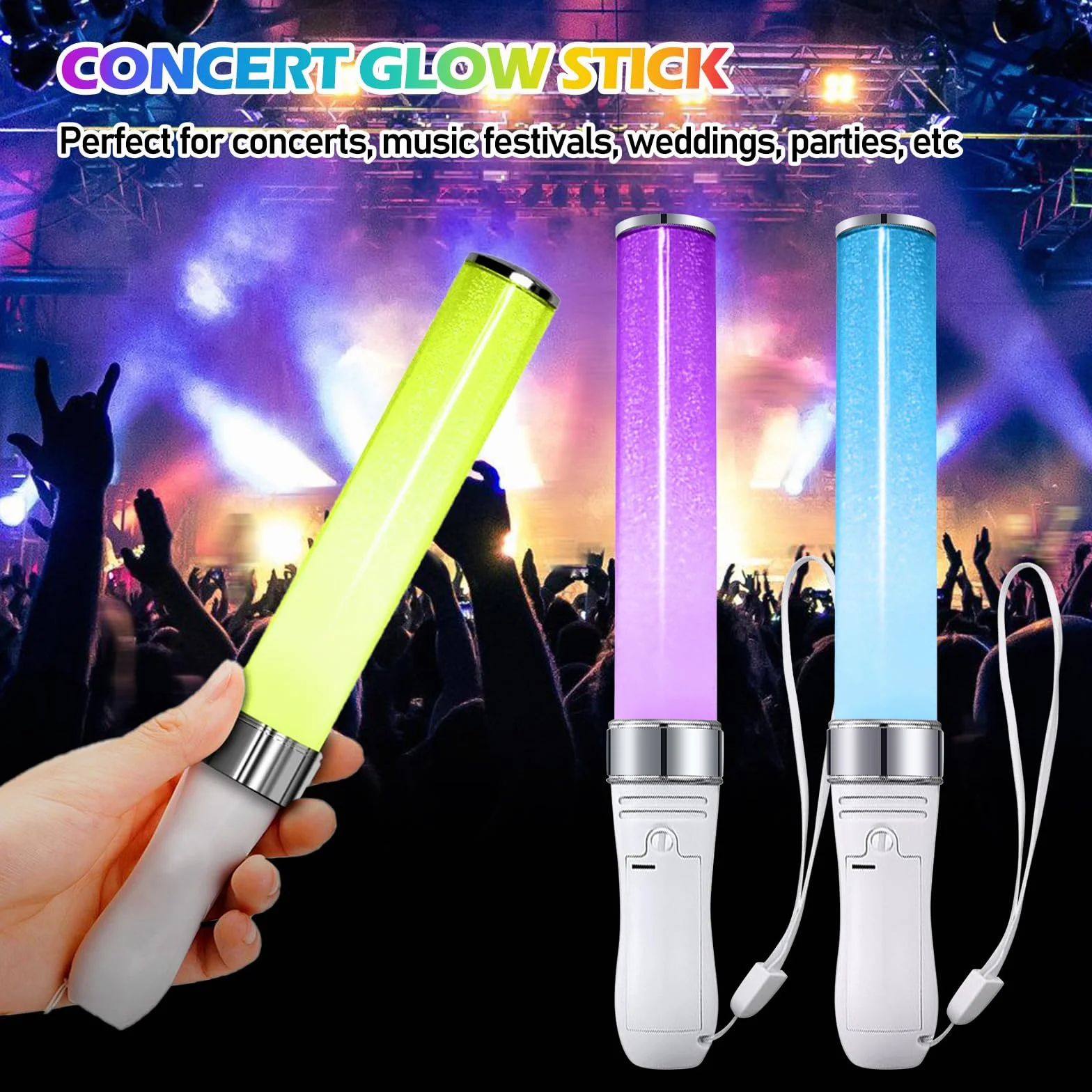 2 sztuki świecących prętów LED, 15 kolorów, rekwizyty koncertowe, kolorowe pałeczki, na Boże Narodzenie, imprezę, koncert, wesele