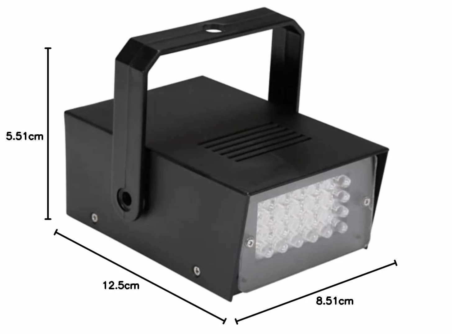 HQ-Power Mocna mini lampa stroboskopowa z 24 białymi diodami LED, kompaktowa i przenośna, idealna na domowe imprezy, regulowana częstotliwość błysków, działa na czterech bateriach AA (brak w zestawie)