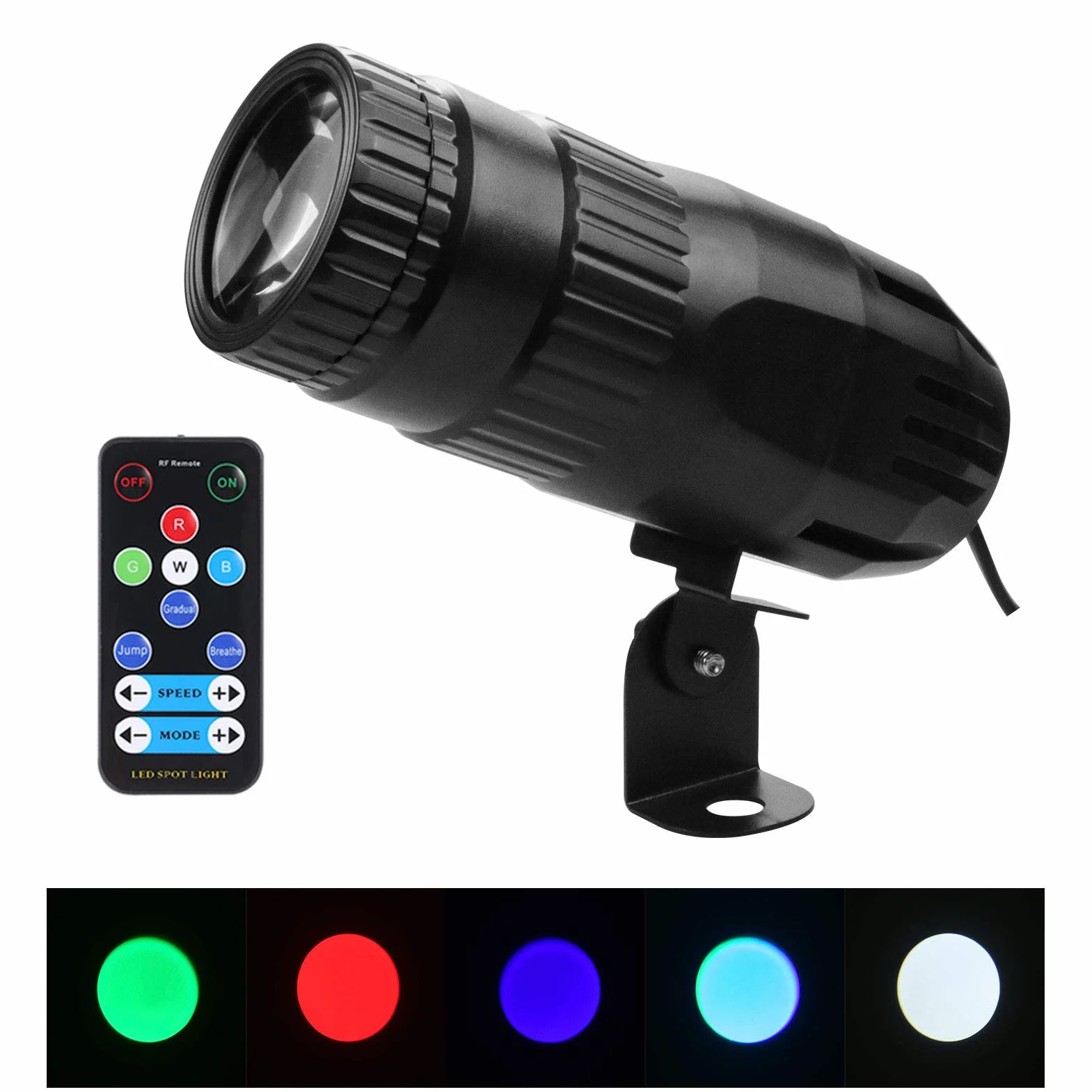 Lixada Pinspot Mini reflektor LED RGBW z pilotem zdalnego sterowania, efekt sceniczny, do DJ-a, dyskoteki, na imprezę, bar, klub, pokaz weselny (czarny)