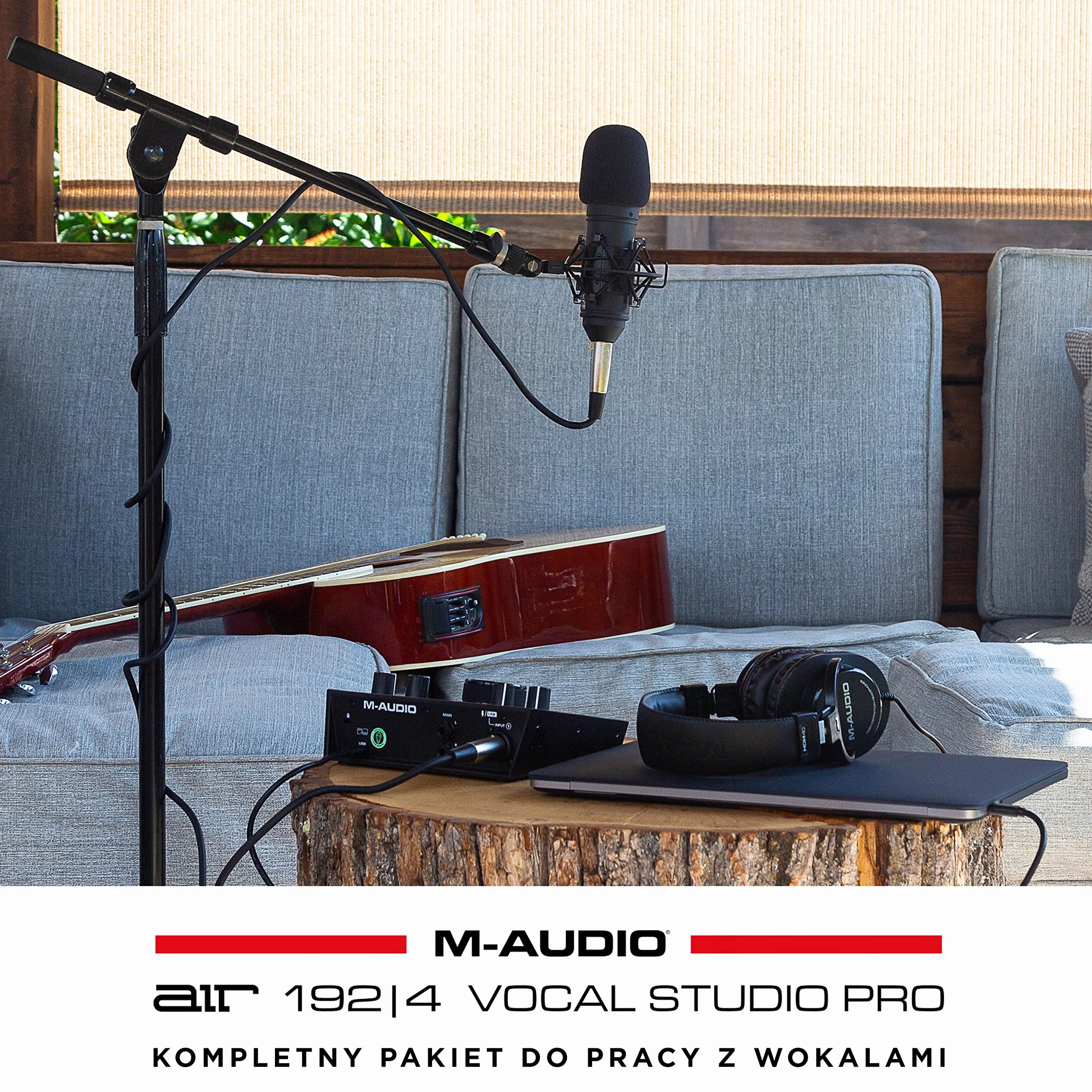 M-AUDIO AIR 192x4 Vocal Studio Pro – Interfejs audio USB z 2 wejściami i 2 wyjściami z mikrofonem pojemnościowym, uchwytem przeciwwstrząsowym, kablem XLR, słuchawkami i profesjonalnego oprogramowania