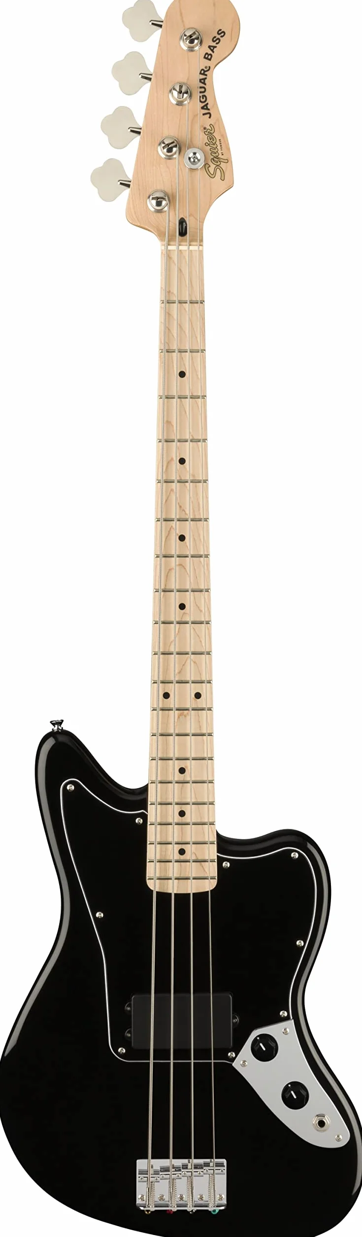Squier by Fender seria Affinity Elektryczny Jaguar Bass z przetwornikiem Humbucker, podstrunnica klonowa w kolorze czarnym