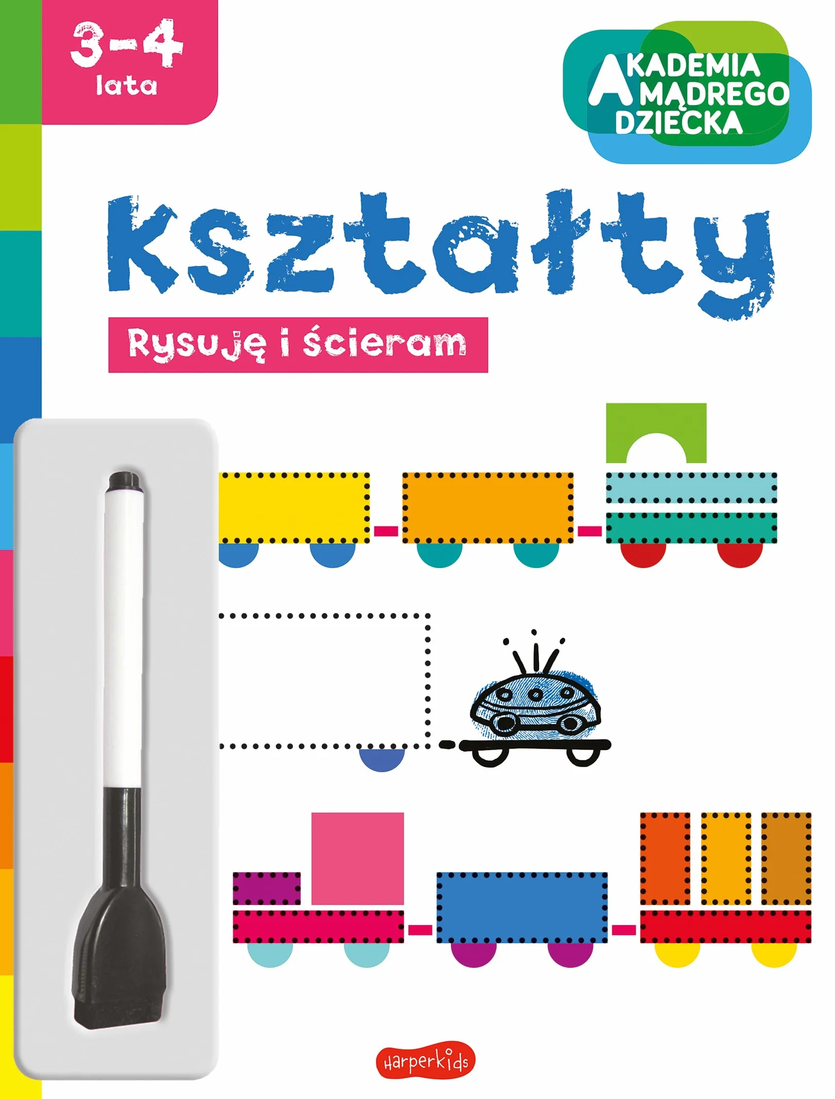 Kształty. Akademia mądrego dziecka. Rysuję i ścieram