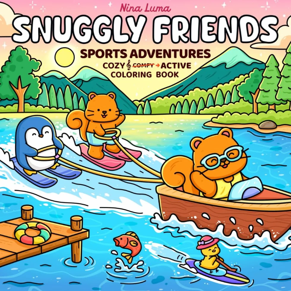 Snuggly Friends – Sports Adventures: Cozy Meets Active: Sports Coloring Book for Adults and Teens with Cute Snuggly Friends & Exclusive Soundtrack