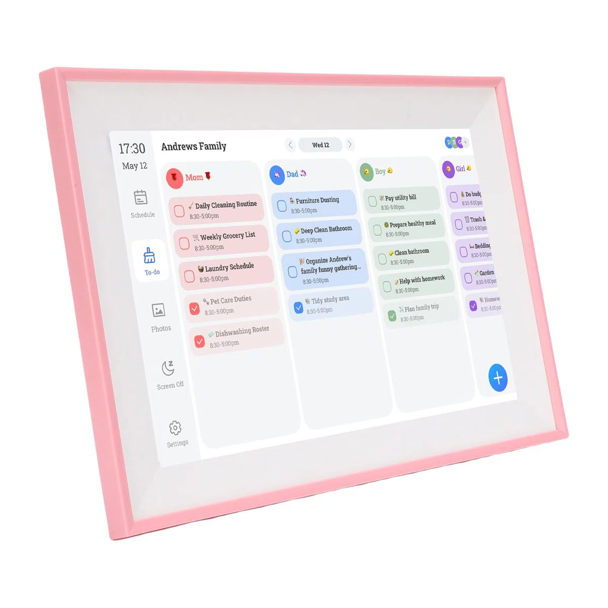 Tbest Smart Digital Calendar z Interaktywnym Wykresem Obowiązków