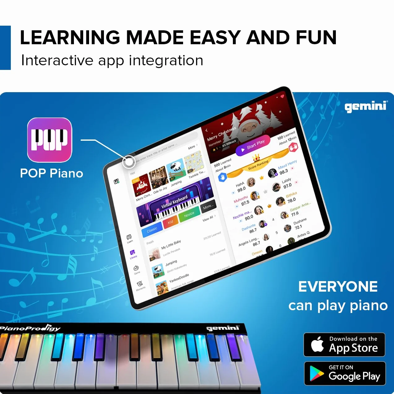 Gemini Sound PianoProdigy: GPP-101 24-klawiszowa podświetlana bezprzewodowa klawiatura MIDI