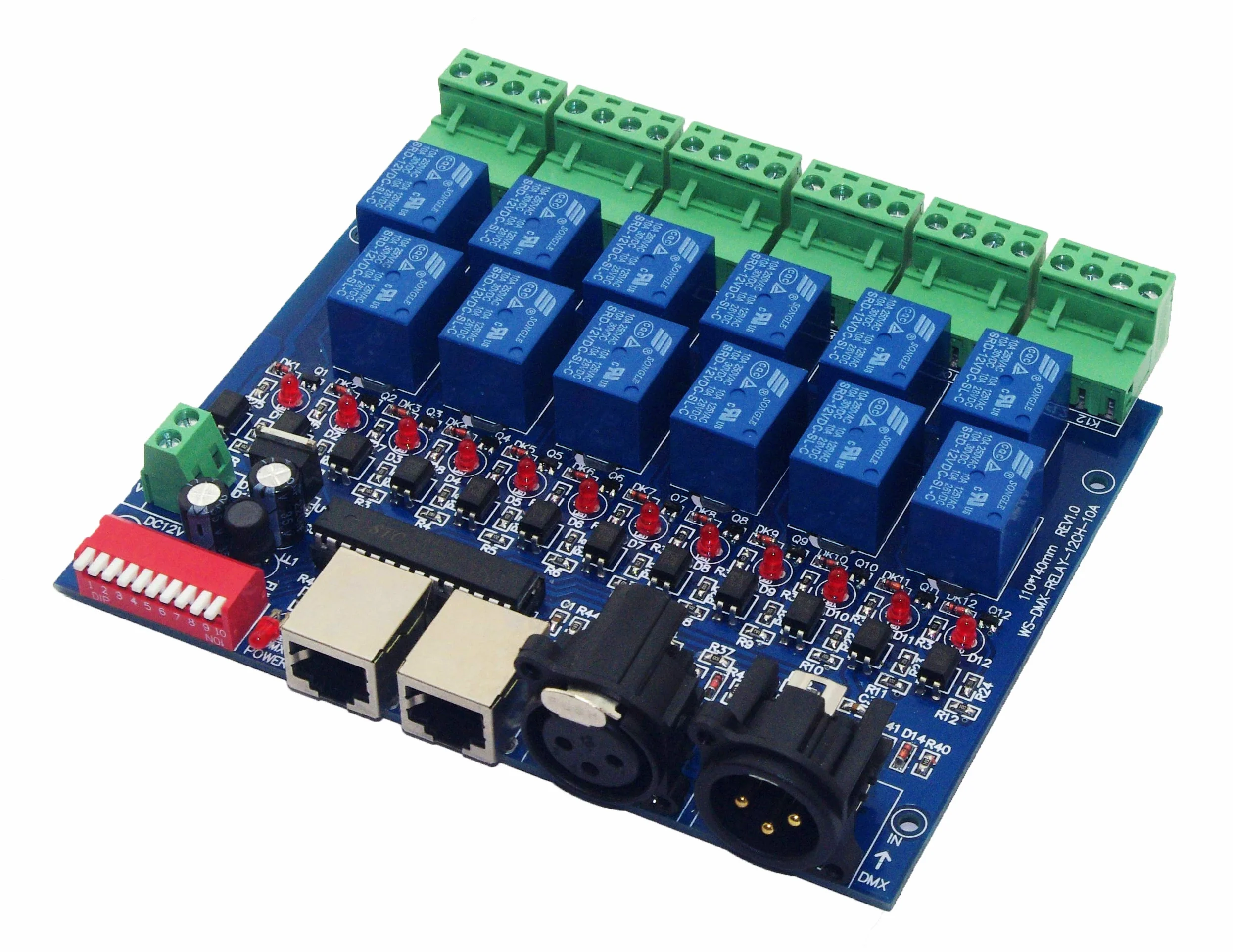 12-kanałowy 10A DMX512 Converter Relay Switch Converter DMX ściemniacz 12CH sterowanie przekaźnikiem