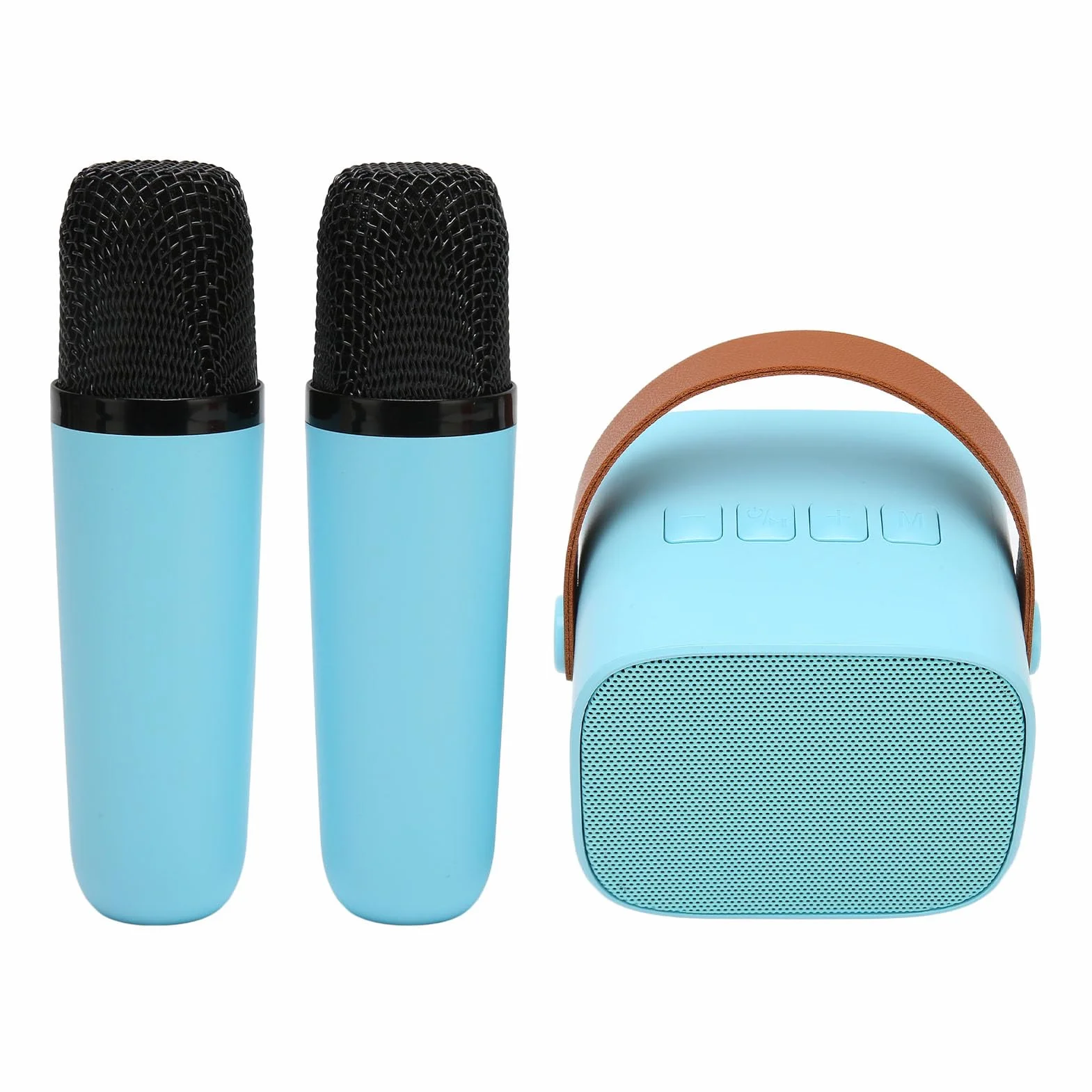 Maszyna do Karaoke, Wielofunkcyjny Dźwięk Stereo Przenośny Głośnik Bluetooth5.3, Mini Maszyna do Karaoke z 2 Mikrofonami Bezprzewodowymi do Domu, Imprezy, KTV (Niebieski)
