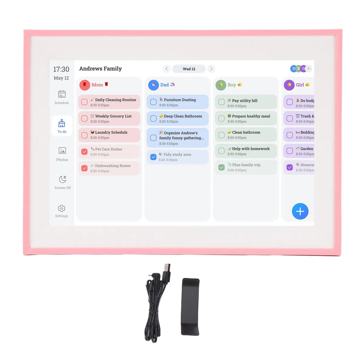 Tbest Smart Digital Calendar z Interaktywnym Wykresem Obowiązków
