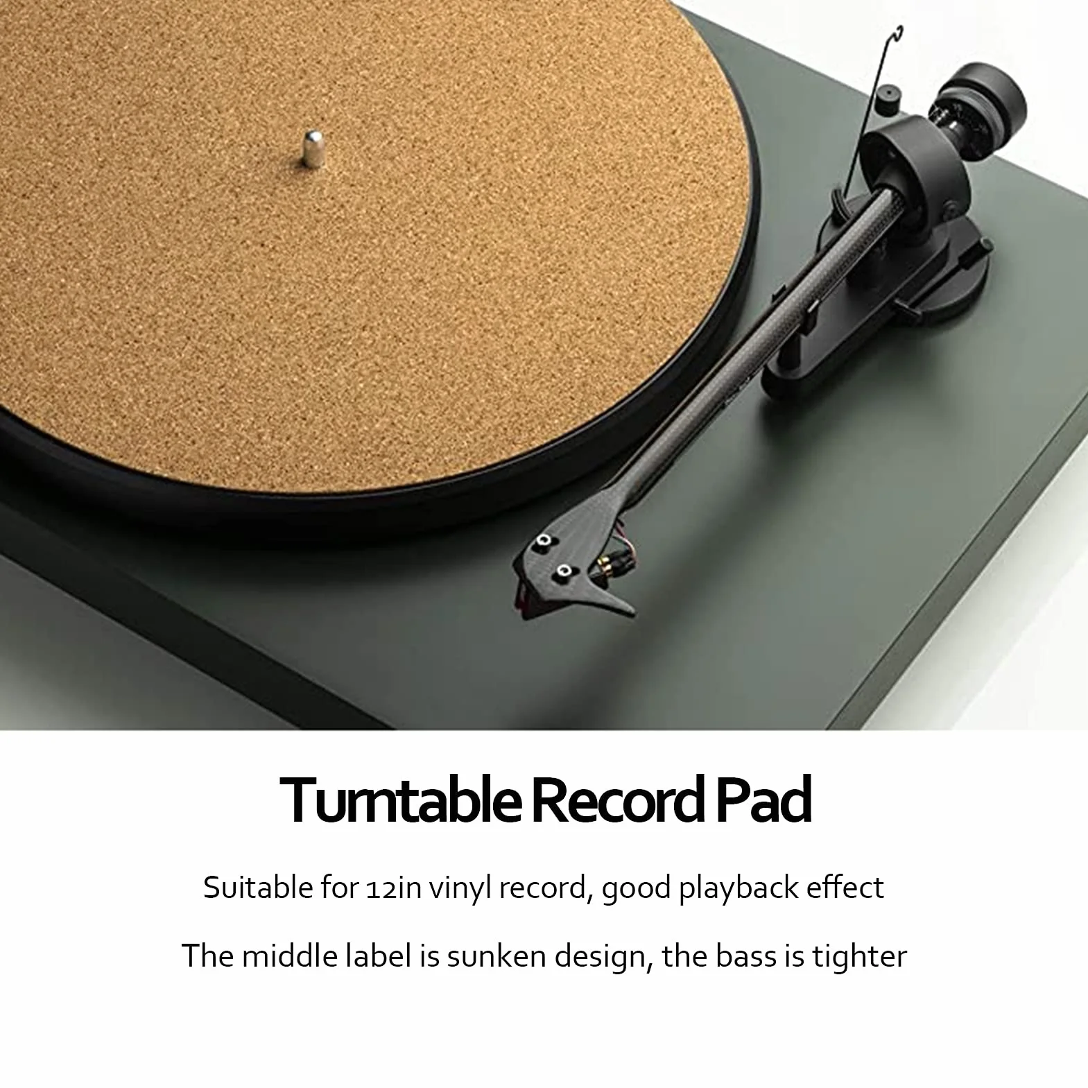 Mata do Talerza Gramofonu Miękki Korek, Gramofon Slipmat Antystatyczna Mata Korkowa 12-calowy Korkowy Gramofon LP Slipmat Uniwersalny do Podkładki Pod Płytę Winylową, Poprawia Dźwięk i Zmniejsza Hałas