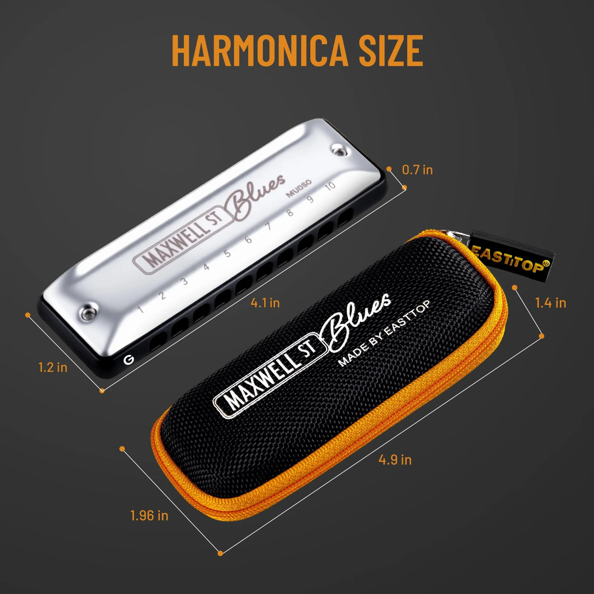 East top MAXWELL ST Blues Harmonijka G, profesjonalne nadmuchanie i zginanie 10 otworów MS030 usta organy dla dorosłych na wszystkich poziomach zaawansowania, profesjonalnych graczy i