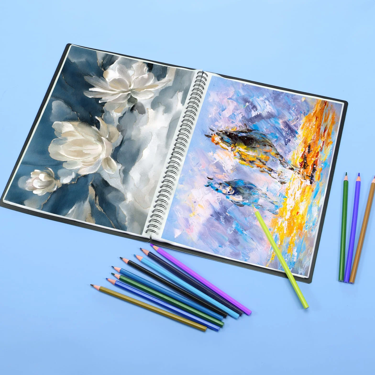 JIANTA A4 120-stronicowy folder muzyczny, spiralny segregator na dokumenty muzyczne, 21,5 x 28 cm torba do przechowywania dokumentów papierowych, pusta plastikowa teczka chóralna