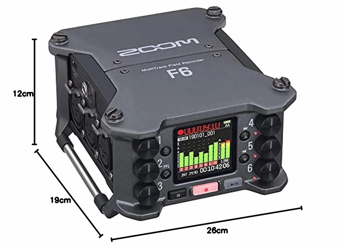 ZOOM F6 Rejestrator Polowy – Profesjonalny 6-Kanałowy 14-Ścieżkowy Rejestrator Audio z 32-Bit, Podwójnym Przetwornikiem A/D, Timecode – Do Podcastów, Filmu, Nagrywania na Żywo – Wersja UE – Antracyt