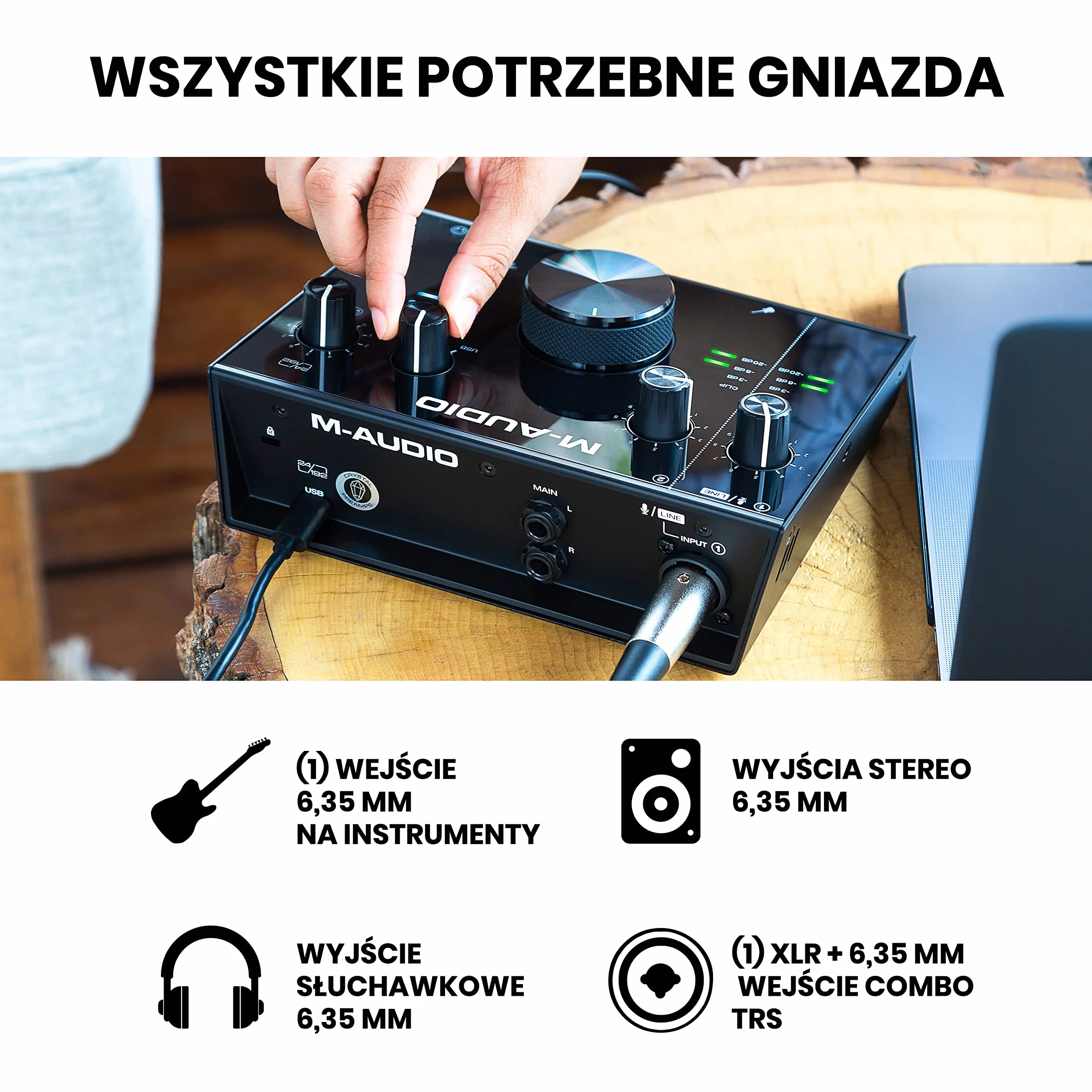 M-AUDIO AIR 192x4 Vocal Studio Pro – Interfejs audio USB z 2 wejściami i 2 wyjściami z mikrofonem pojemnościowym, uchwytem przeciwwstrząsowym, kablem XLR, słuchawkami i profesjonalnego oprogramowania