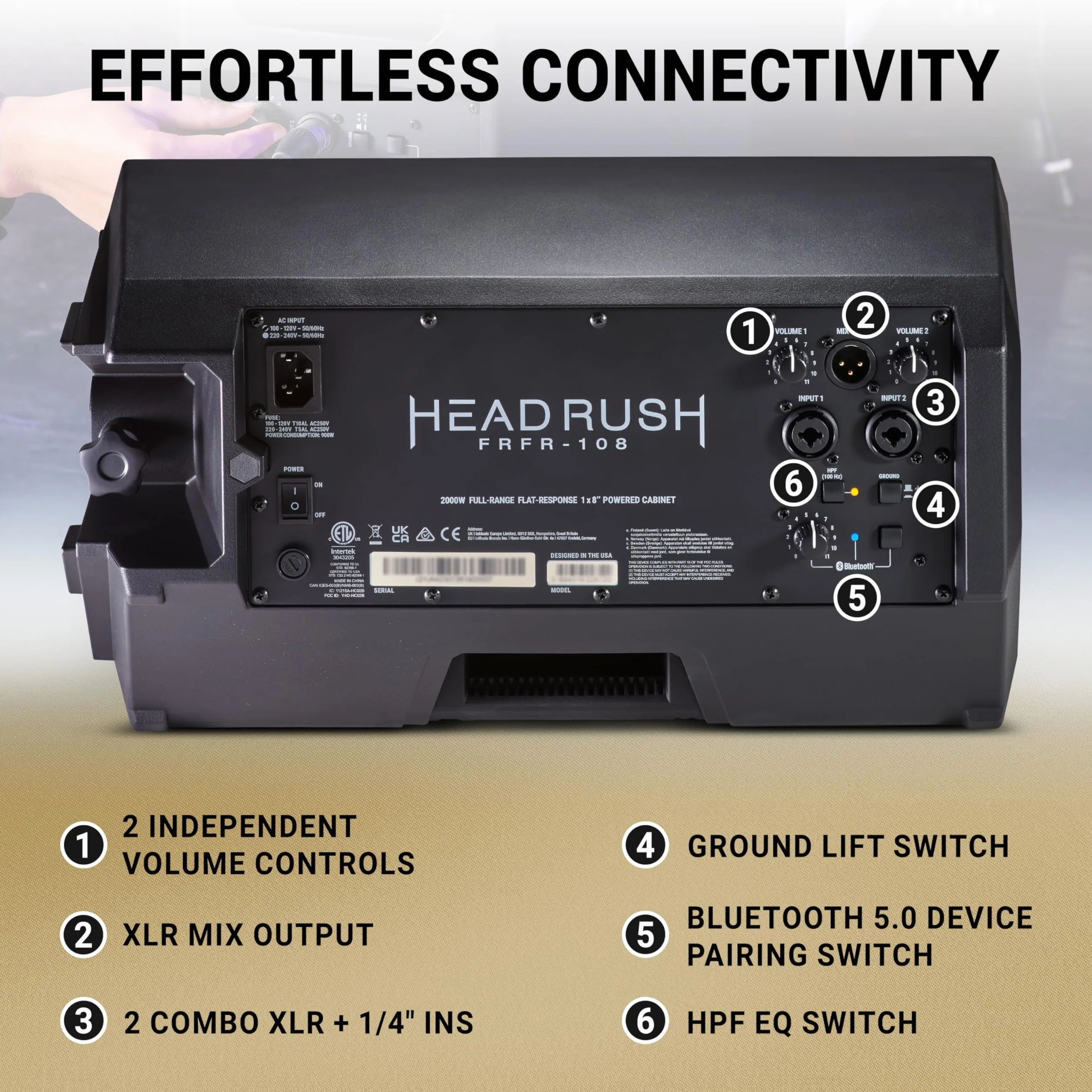 HeadRush FRFR108 MKII - Вzmacniacz do gitary elektrycznej i basowej 2000W, Bluetooth 8" o płaskiej charakterystyce do efektów i symulatorów wzmacniac