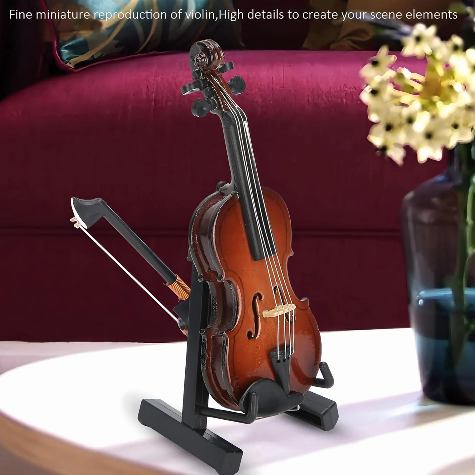 Miniaturowe skrzypce – mini instrument muzyczny, model skrzypiec ze stojakiem – przedmiot kolekcjonerski, dekoracja biurko do salonu, gabinetu, biura