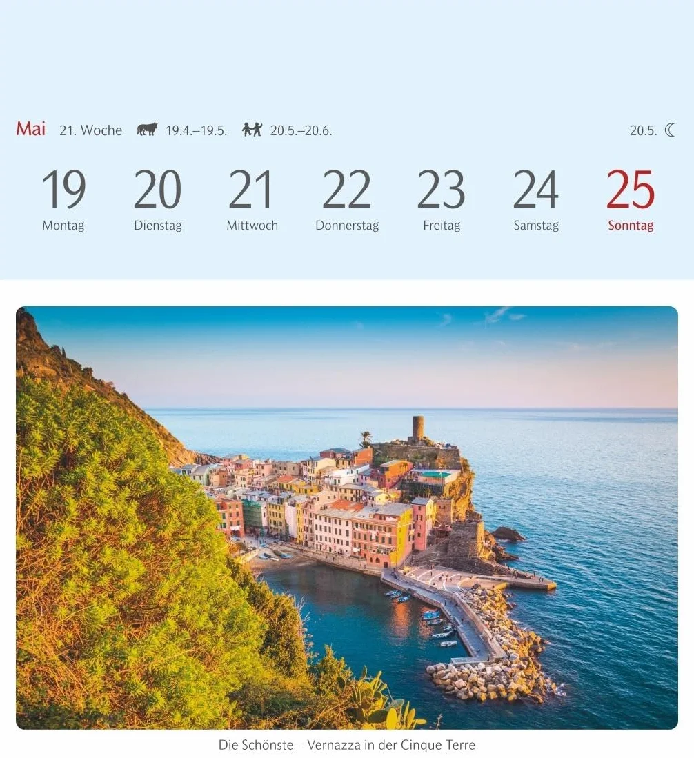 Das Glück liegt in Italien Postkartenkalender 2025 - Wochenkalender mit 53 Postkarten, 53 besondere Orte entdecken: Reisekalender mit stimmungsvollen Foto-Motiven zum Aufhängen und Aufstellen