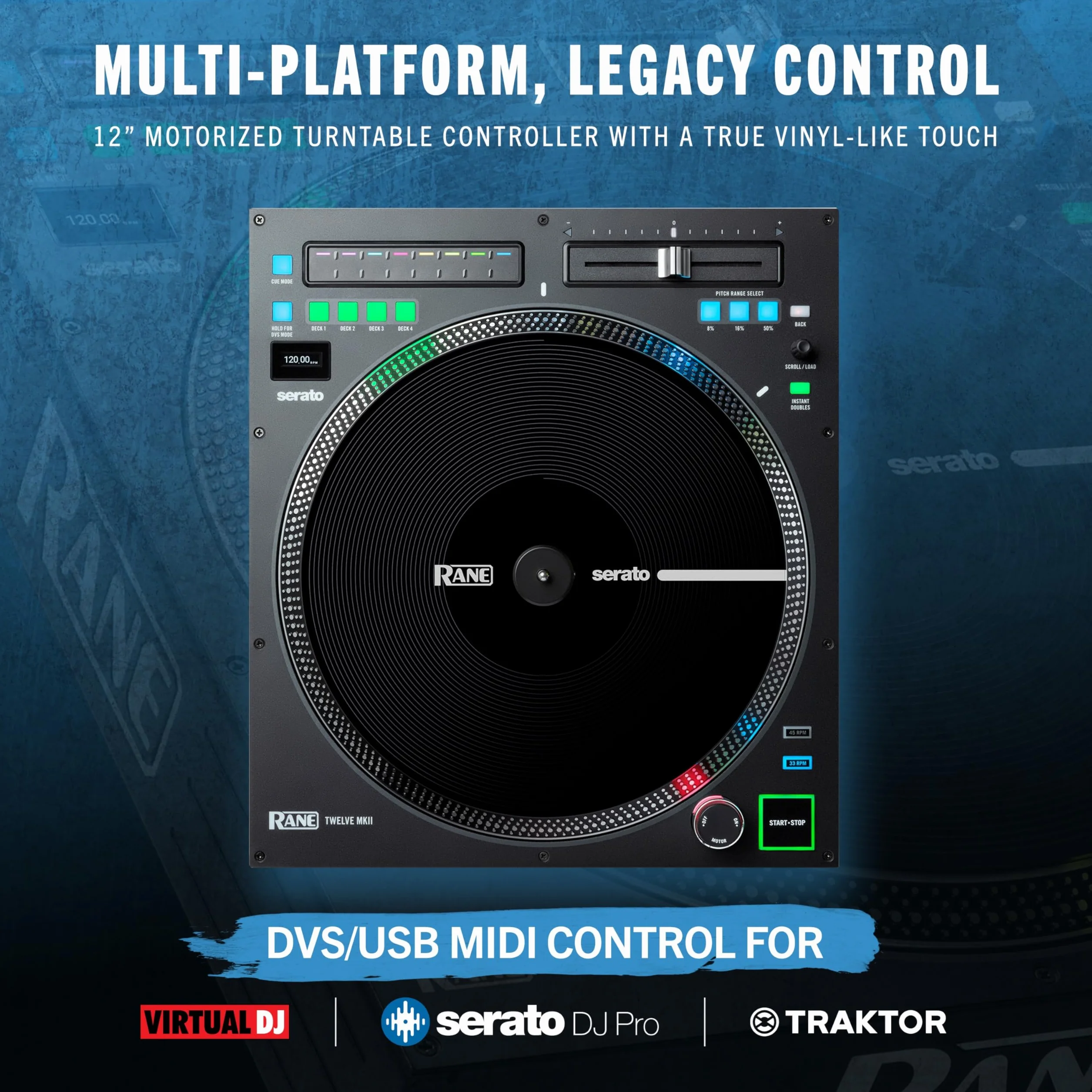 RANE TWELVE MKII - Kontroler MIDI Dla DJ-ów z Napędzanym Talerzem ze Sterowaniem USB MIDI i DVS do Traktora, Virtual DJ i Serato DJ