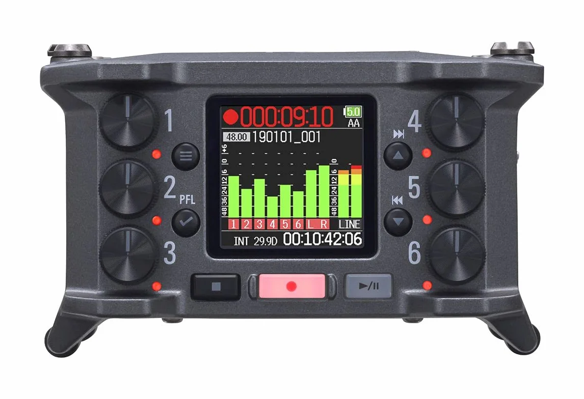 ZOOM F6 Rejestrator Polowy – Profesjonalny 6-Kanałowy 14-Ścieżkowy Rejestrator Audio z 32-Bit, Podwójnym Przetwornikiem A/D, Timecode – Do Podcastów, Filmu, Nagrywania na Żywo – Wersja UE – Antracyt