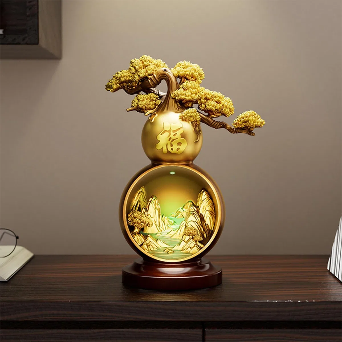 Feng Shui Bogactwo Wu Lou Hu Lu Tykwa Chińska Powodzenia na szczęście Fortuna Zdrowie Sukces Tykwa Kolekcjonerski Amulet Ozdoby dla przyjaciół Rodziny Kochankowie,Gold