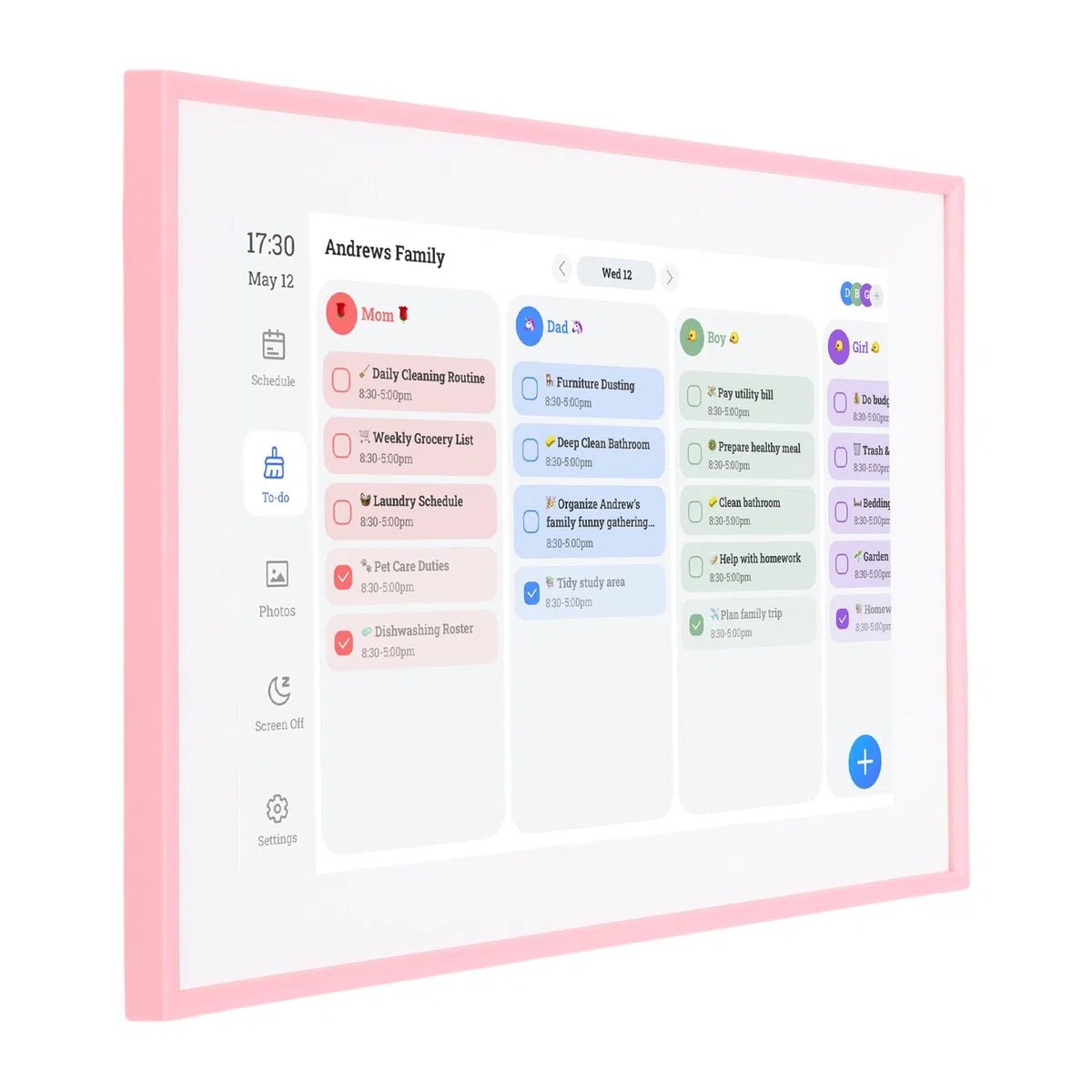 Tbest Smart Digital Calendar z Interaktywnym Wykresem Obowiązków