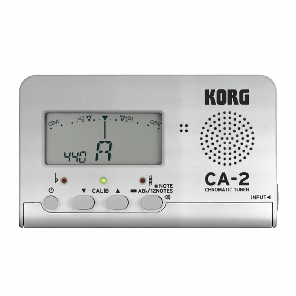 KORG CA-2 chromatyczny cyfrowy tuner do instrumentów strunnych, drewnianych i mosiężnych - biały