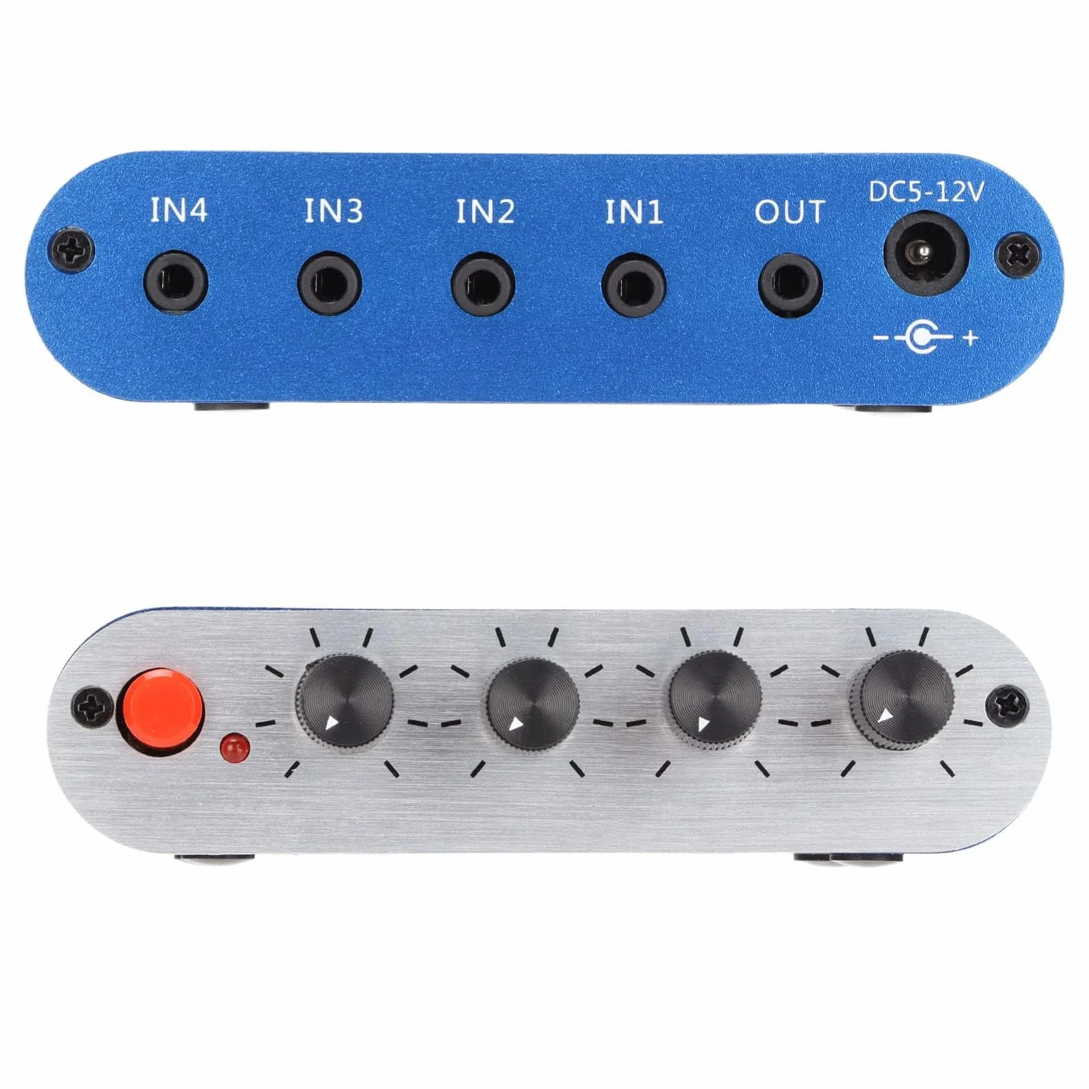 Mini Mix 4-kanałowy Mikser Stereofoniczny, Mini Mikser Stereofoniczny 4 w 1 Wyjście Regulacja Głośności Wzmacniacz Wyboru Dźwięku 3,5 Mm na PC Laptop Słuchawki