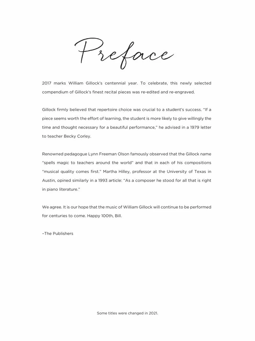 William gillock recital collection piano: National Federation of Music Clubs 2024-2028 Selection