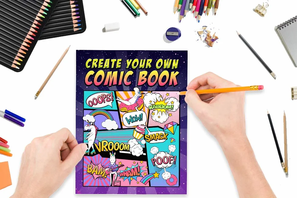 Create Your Own Comic Book: 100 Blank Comic Book Templates for Adults, Teens & Kids: Unicorn Cover 2834