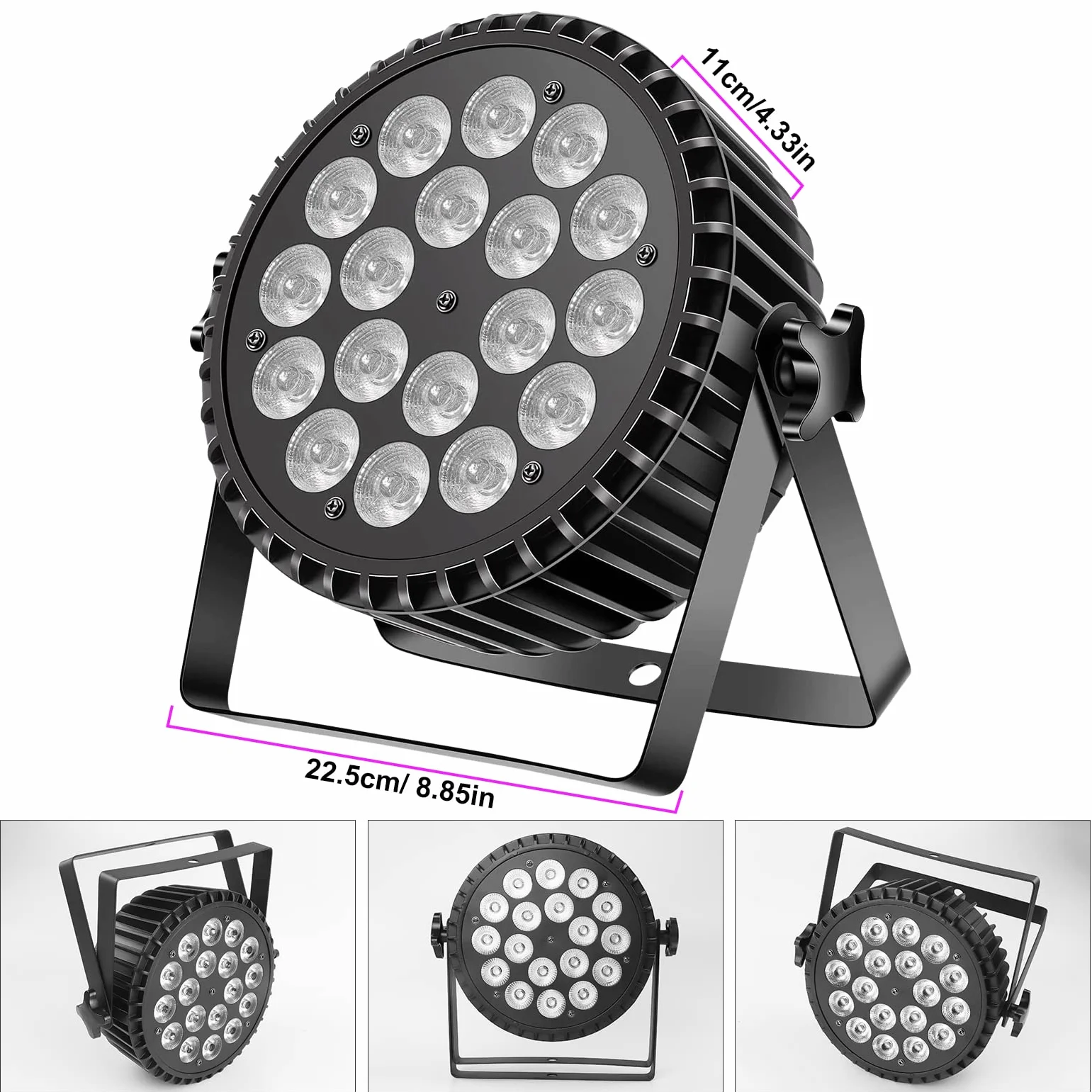 LED Par UV reflektor punktowy 200W 18 LED światło sceniczne światło dyskotekowe, 8CH RGB DMX dźwięk stroboskopowy tryb aktywny oświetlenie DJ efekt świetlny na imprezę Halloween