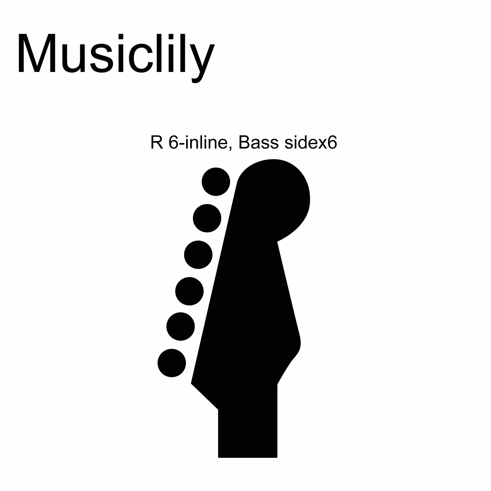 Musiclily 6 w Linii 2-pins Tunery Blokujące Gitaryowe Klucze Blokowane Kołki do Strojenia do Gitary Elektrycznej Strat Tele, Chrom