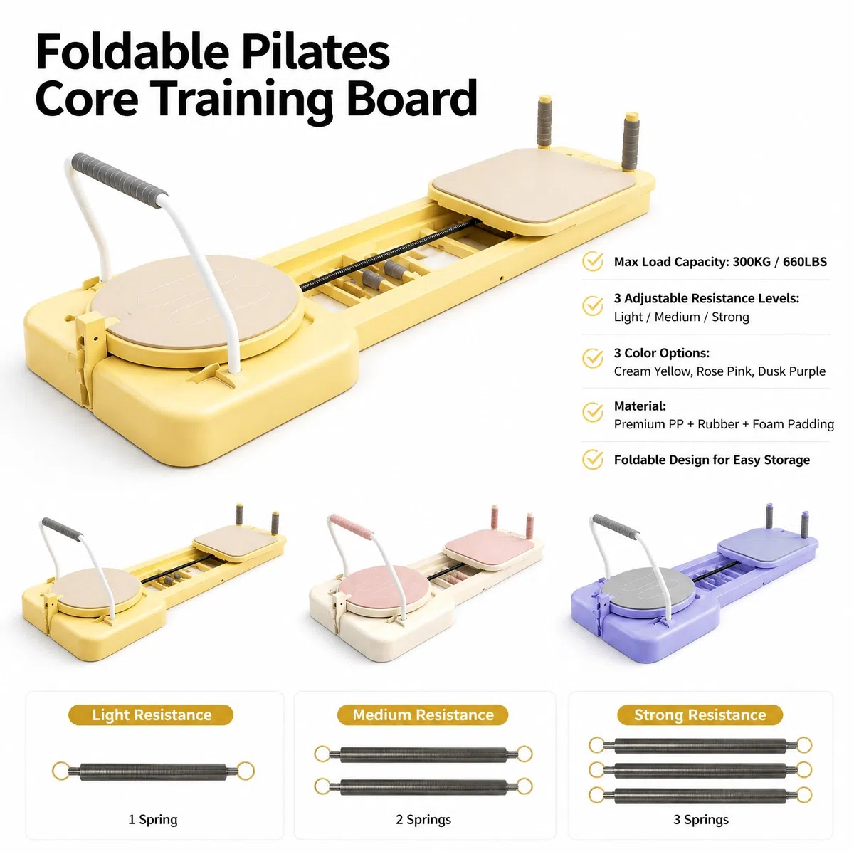Pilates Core Bed Home System, wielofunkcyjny sprzęt fitness ze składaną konstrukcją - oszczędność miejsca