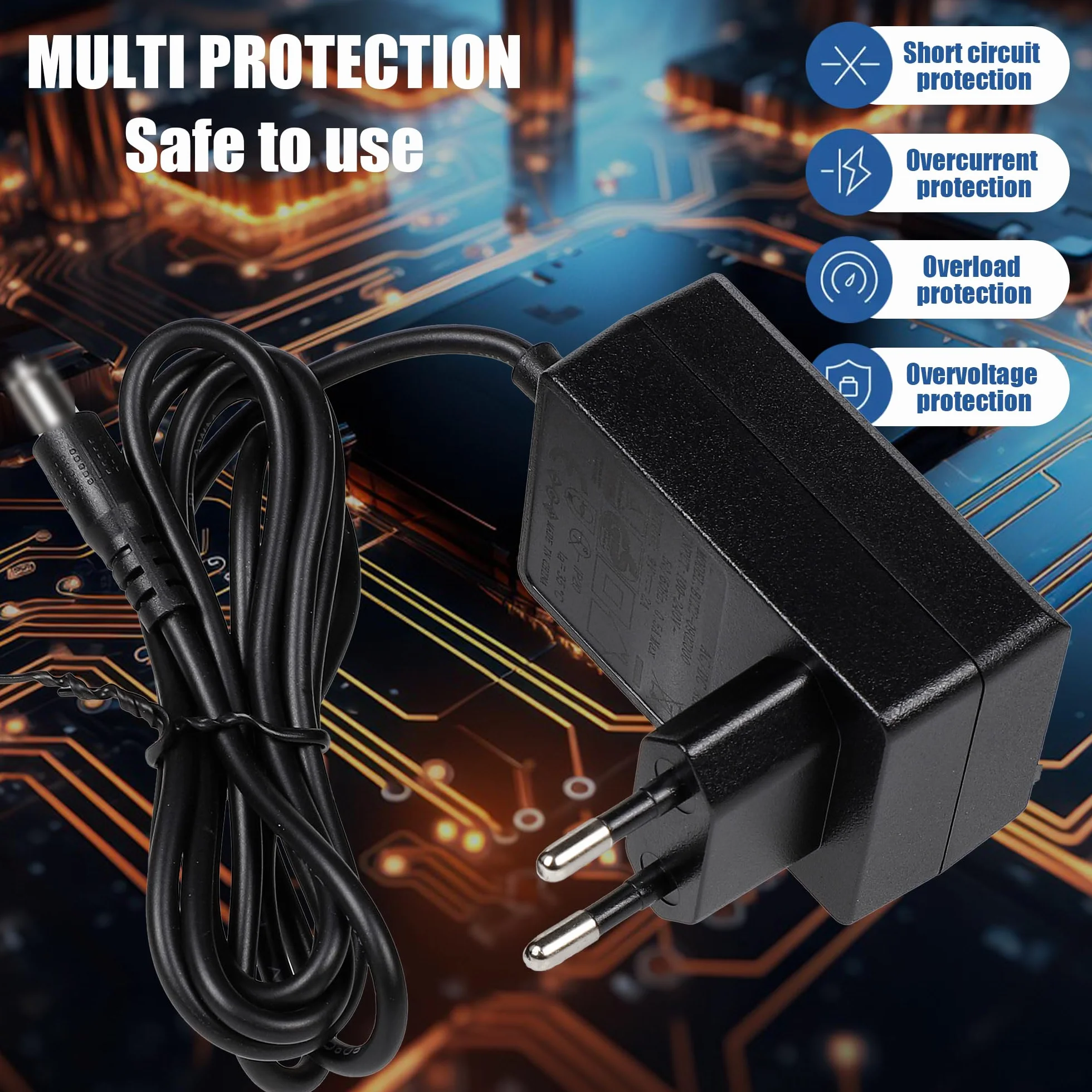 9V 2A zasilacz sieciowy ładowarka kompatybilna z klawiaturą fortepianową Casio ToneBank CTK120 CTK520L, HT-700, LD-50, LK-30 MA-150, MT-205, PRO-100, WK-110, LK-33, LK-70S, CT-410V, LK-300 V