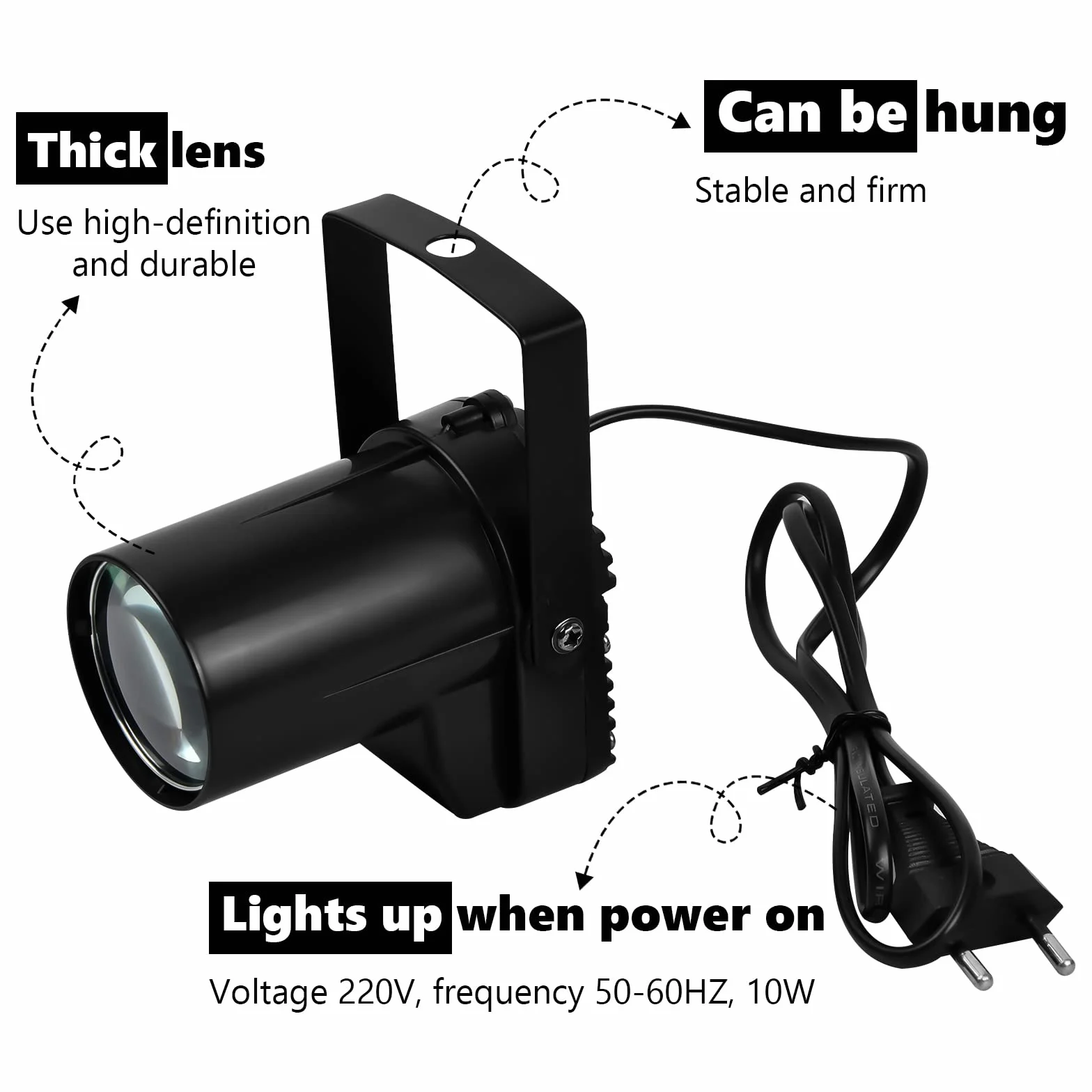 Jinlaili 5 W LED Pin Spot Light do lustra, oświetlenie dyskotekowe, białe reflektory sceniczne, reflektory sceniczne z lustrem kulowym, reflektory LED do dyskoteki, do KTV, baru, klubu, imprezy