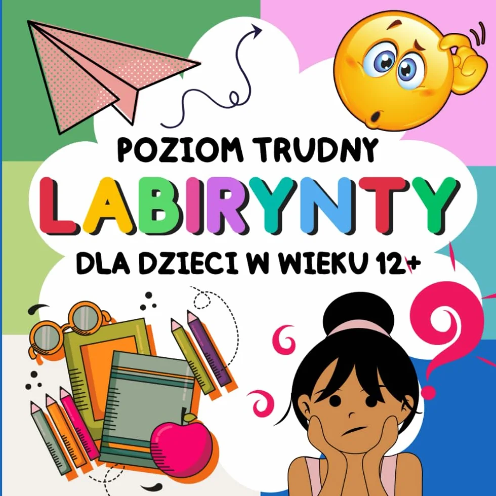 Labirynty dla dzieci w wieku 12+ poziom trudny: To książka pełna wymagających łamigłówek, stworzona z myślą o młodzieży, która uwielbia logiczne zagadki i dobrą zabawę.