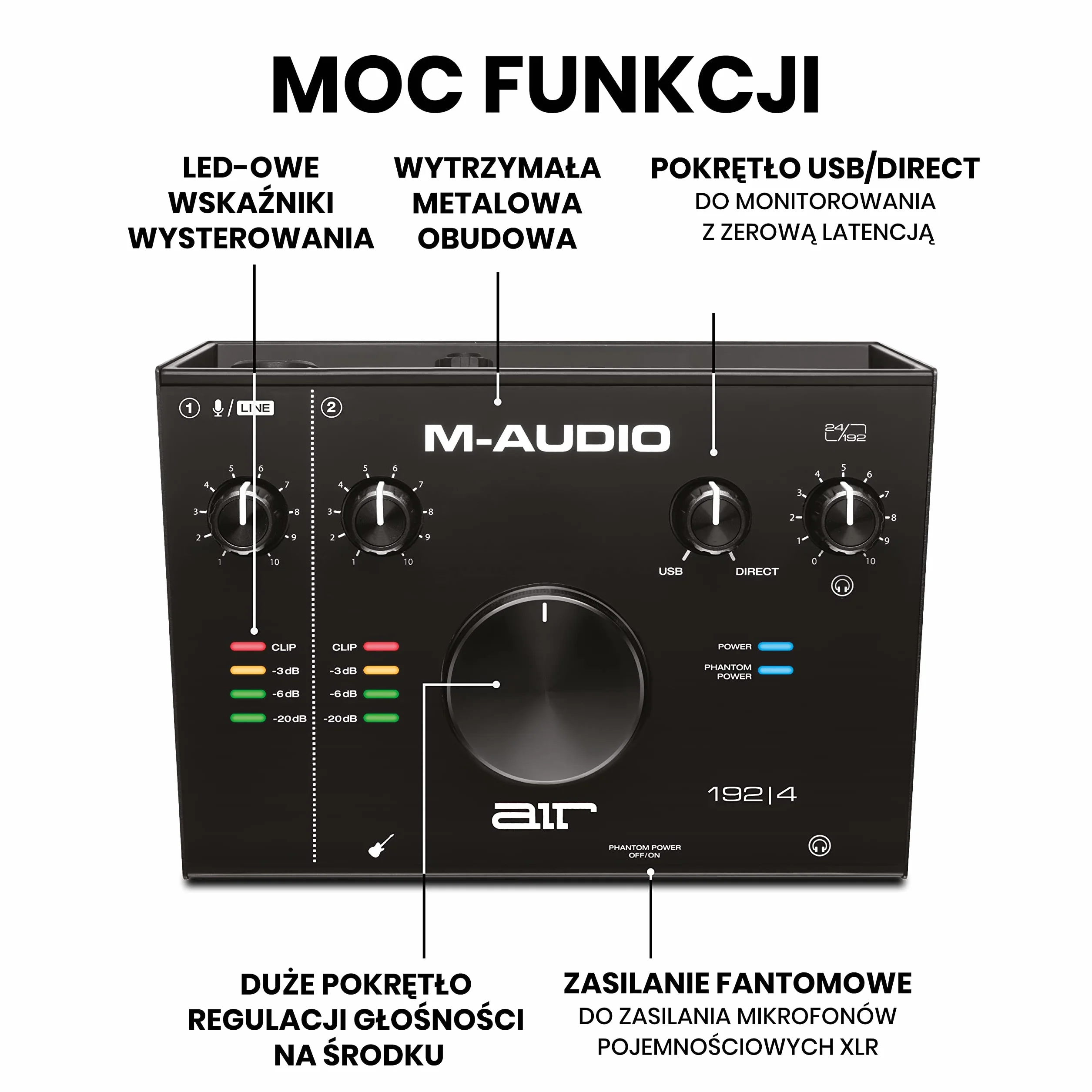 M-AUDIO AIR 192x4 Vocal Studio Pro – Interfejs audio USB z 2 wejściami i 2 wyjściami z mikrofonem pojemnościowym, uchwytem przeciwwstrząsowym, kablem XLR, słuchawkami i profesjonalnego oprogramowania
