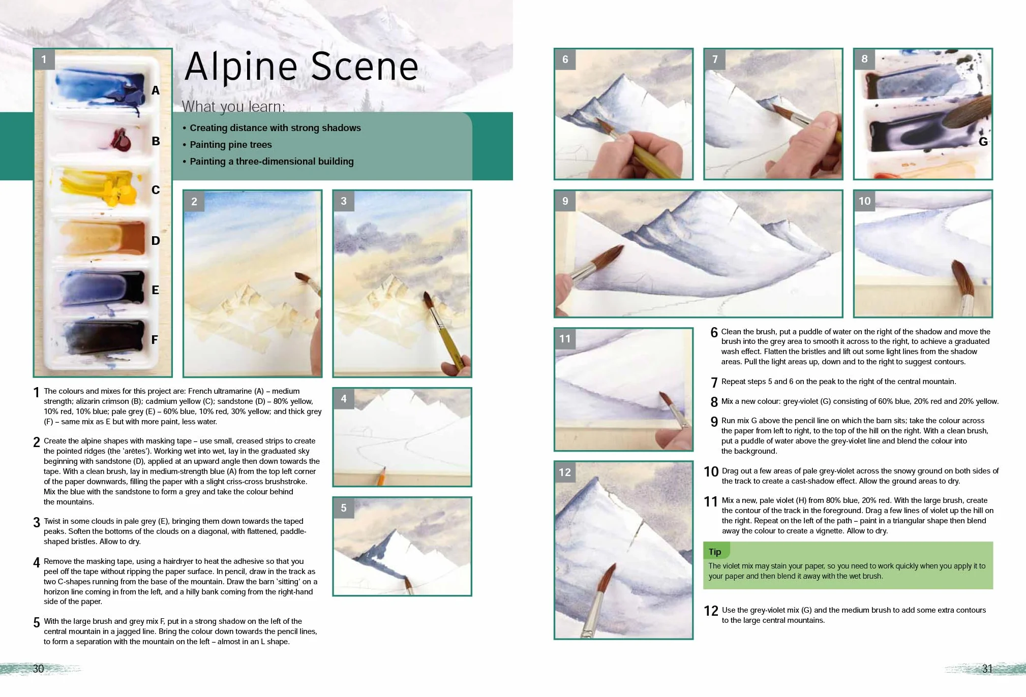 Take Three Colours: Mountains in Watercolour: Start to Paint with 3 Colours, 3 Brushes and 9 Easy Projects