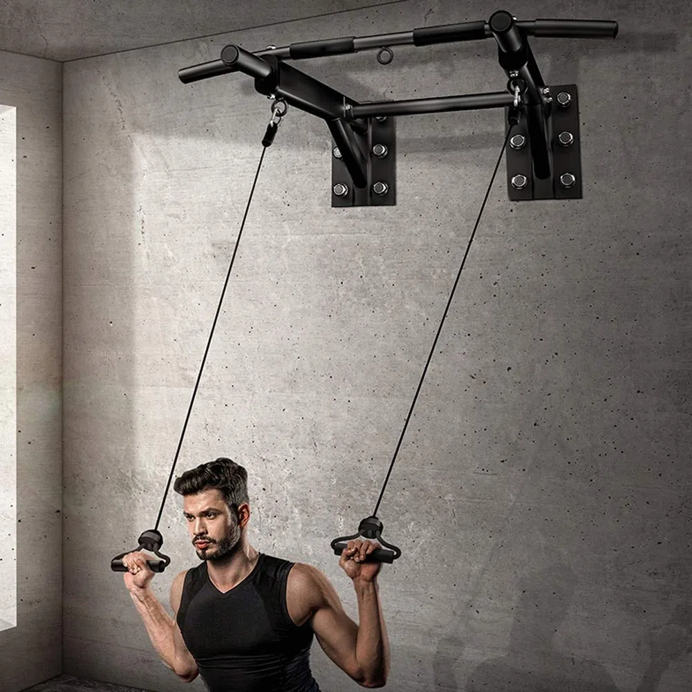 Drążek do podciągania - domowy wewnętrzny podwójny drążek poziomy z pierścieniem i linką do treningu fitness