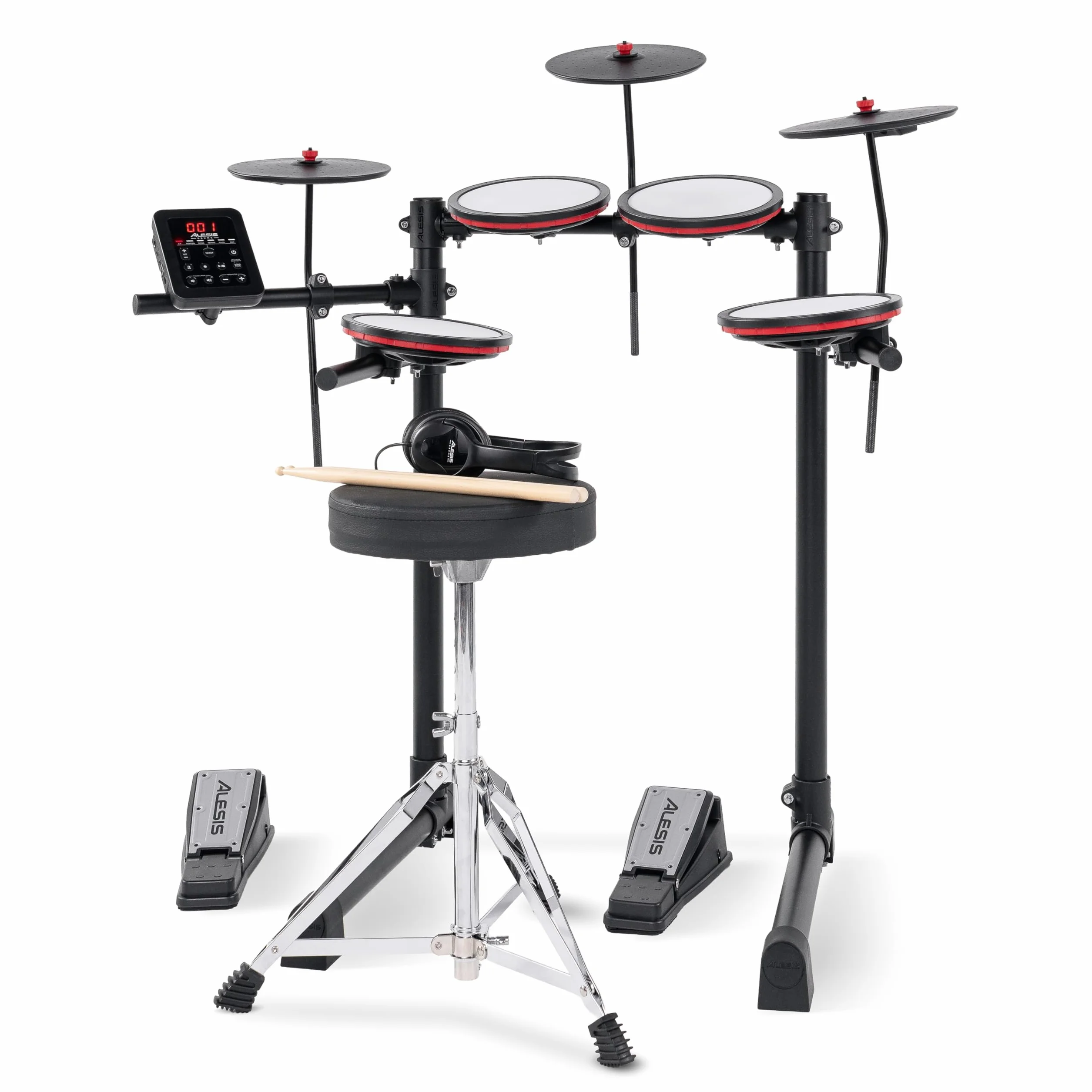 Alesis Turbo Max - Składana perkusja elektroniczna z cichymi padami siatkowymi 8”, lekcjami, Bluetooth i akcesoriami
