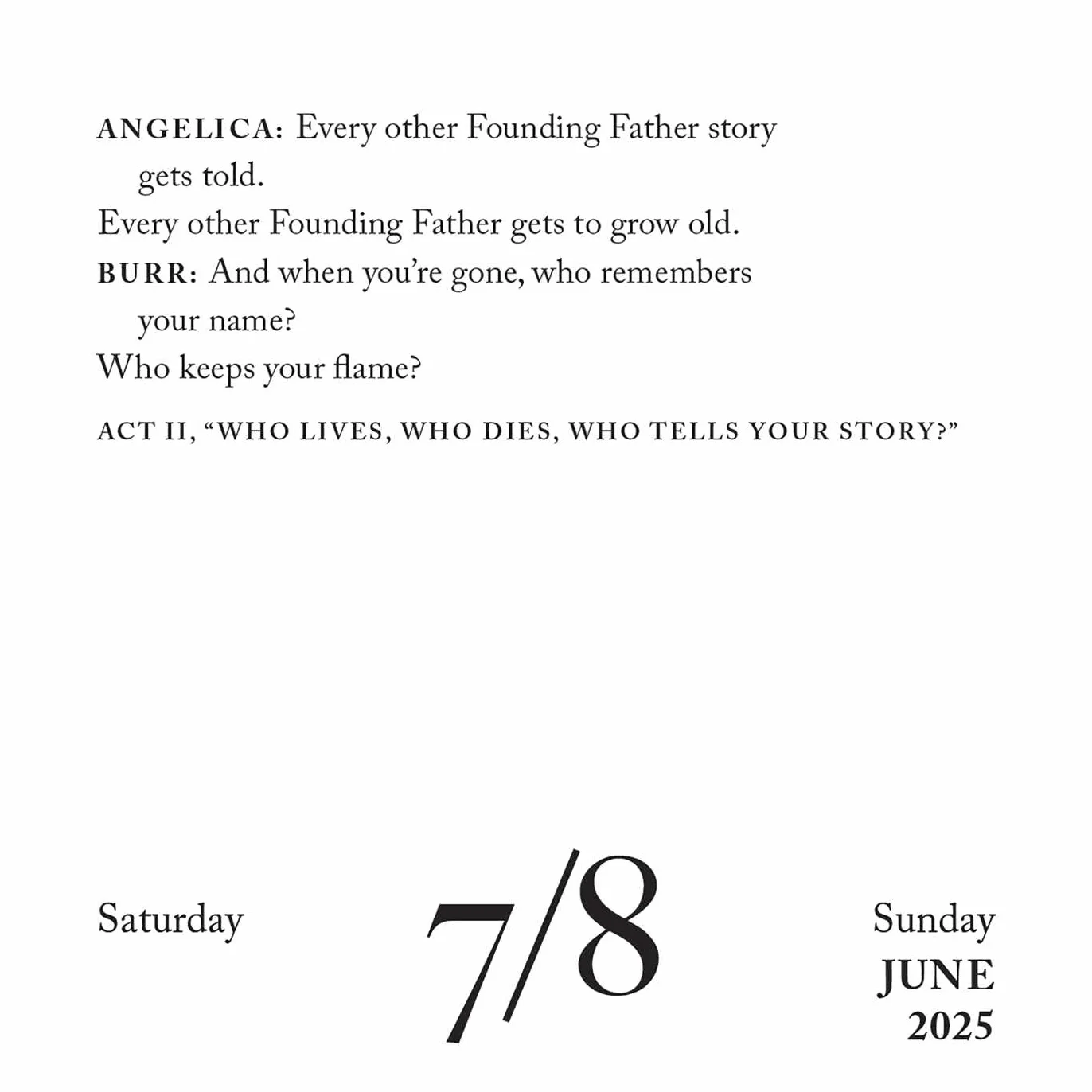 Hamilton 2025 Day-to-Day Calendar: An American Musical