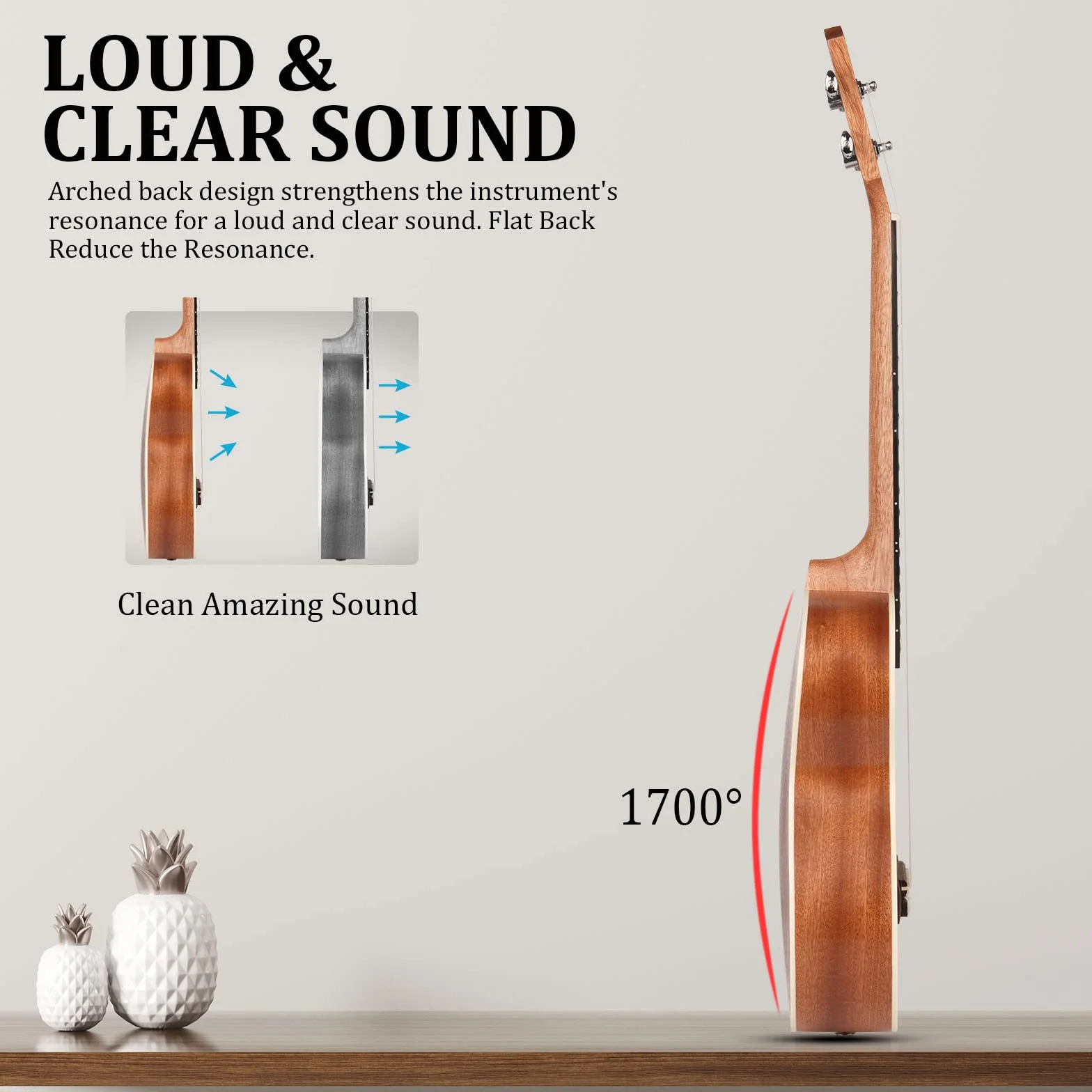 Sapele Ukulele sopranowe, zestaw startowy dla dzieci i dorosłych, 50 cm, z torbą, tunerem, nylonowymi strunami, pickiem, paskiem, mała gitara hawajska