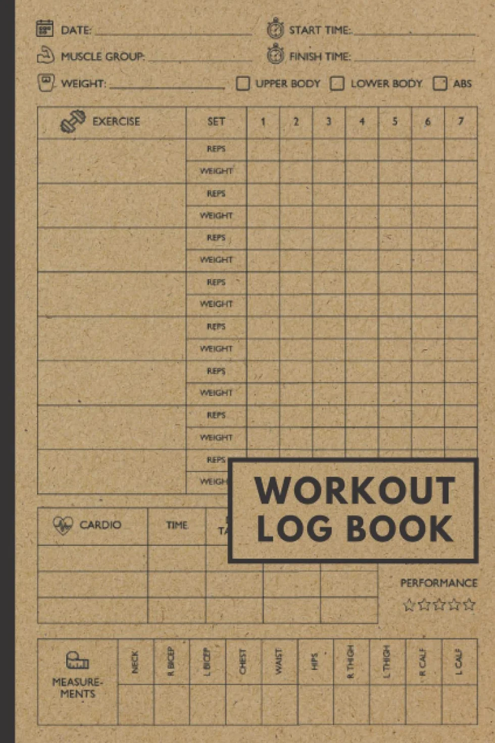 Workout Log Book: Gym Weight Lifting Log Book & Workout Journal for Men and Women | Bodybuilding Weightlifting Gym Planner Exercise Notebook & Fitness ... Diary Gift) | Minimal Brown Cover 120 Pages