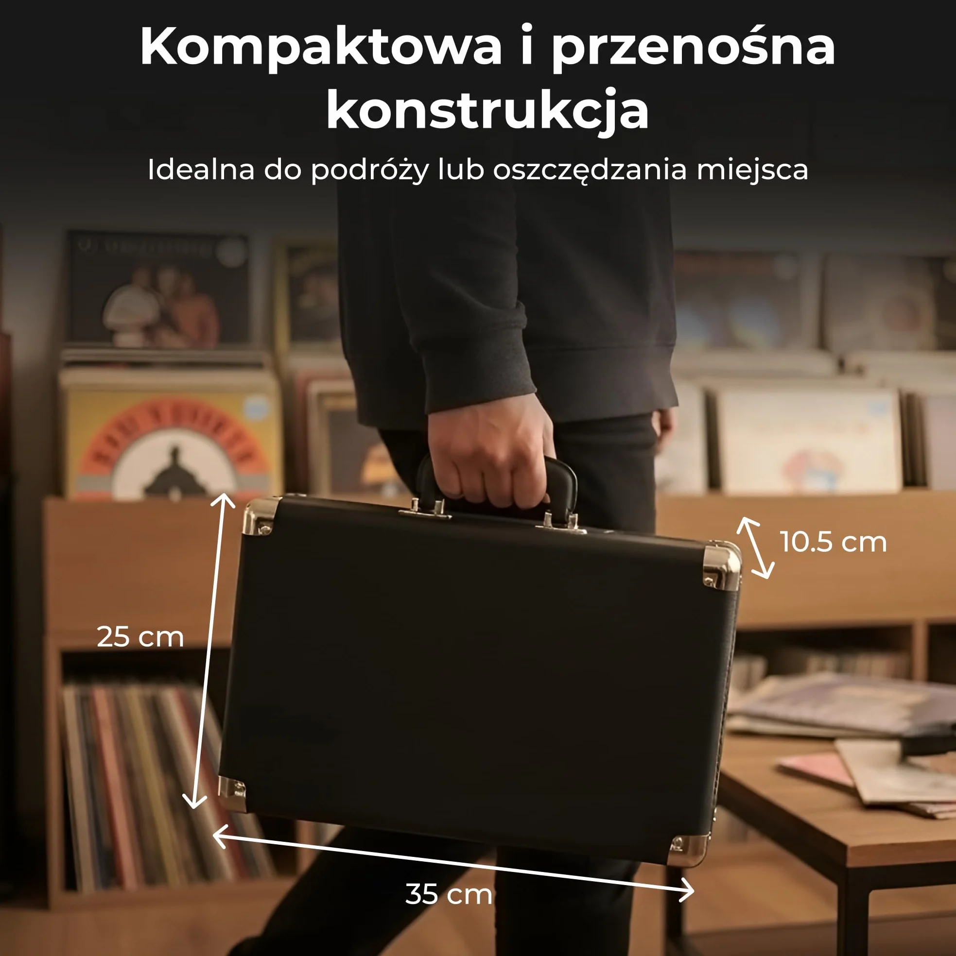 Denver VPL-120BU gramofon w stylu retro, niebieski, z głośnikiem, odtwarzacz winylowy USB, automatyczne zatrzymanie, walizka do nagrywania, odtwarzacz rekordów do digitalizacji