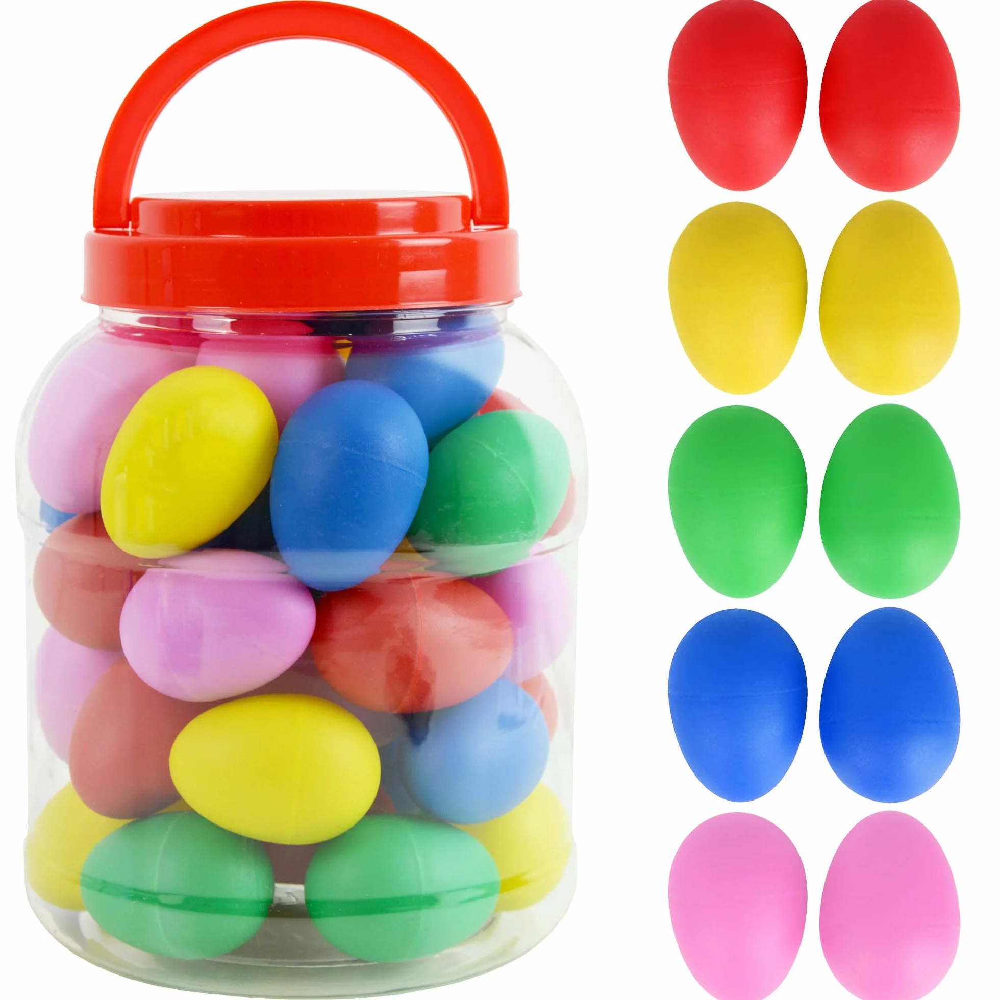A-Star Multi Colored Egg Shakers Tub of 40 szt - Rytm perkusyjny Plastikowe marakasy jaj - Mieszane kolory