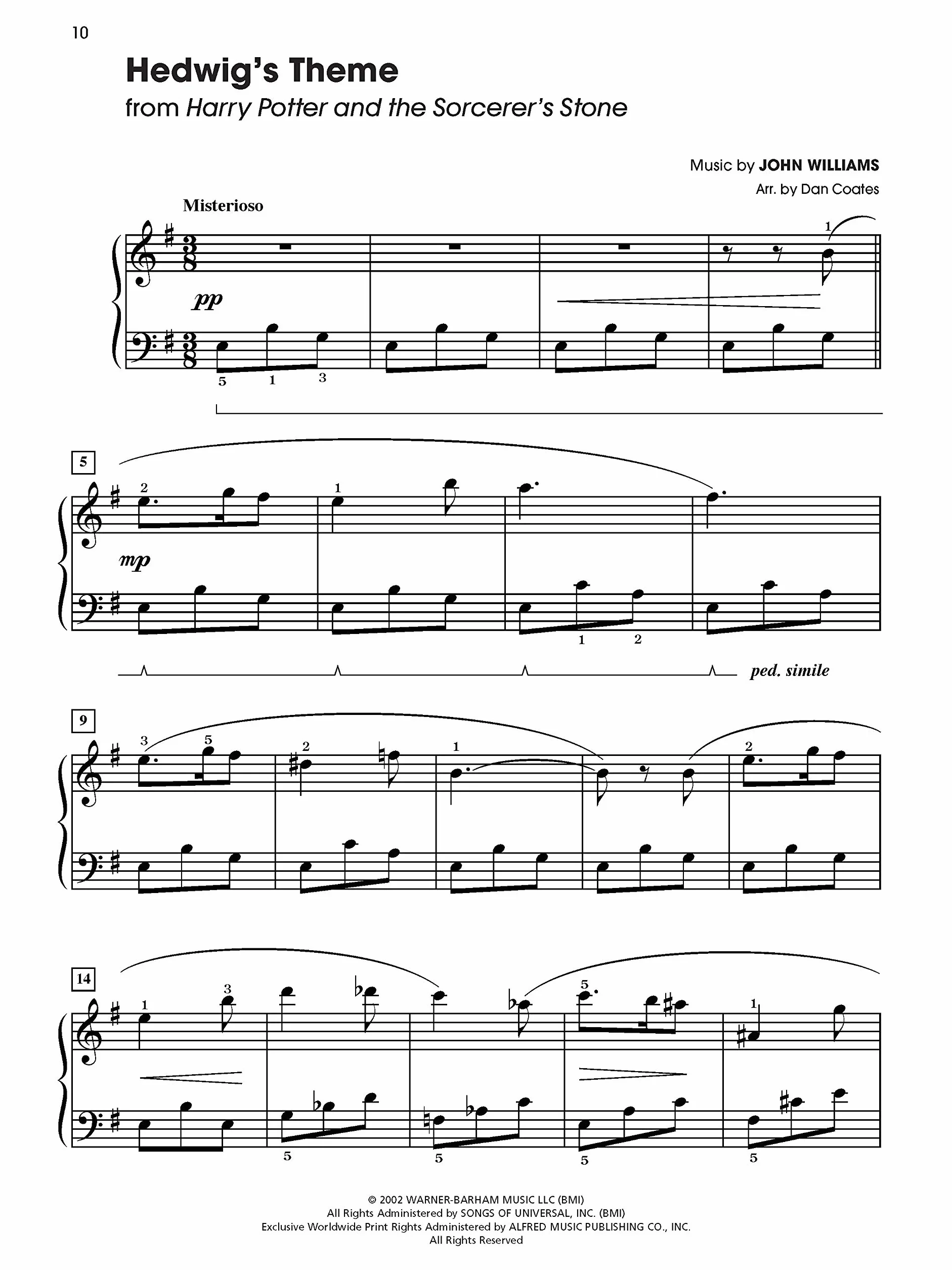 Harry potter sheet music from the complete film series easy piano book