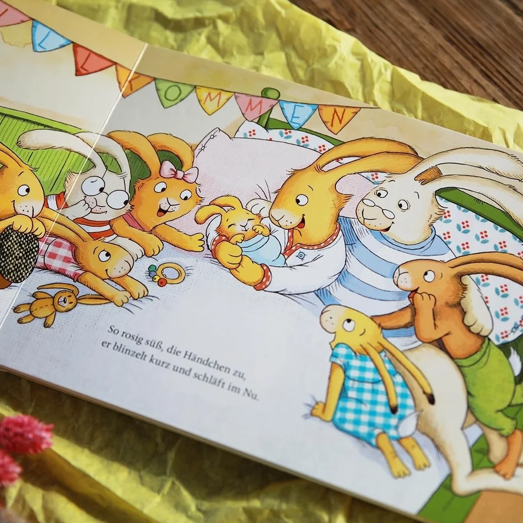 Wenn die kleinen Hasen um Häschen Nummer sieben rasen: Süßes Pappbilderbuch über die Geburt eines neuen Hasen-Geschwisterchens ab 2 Jahren